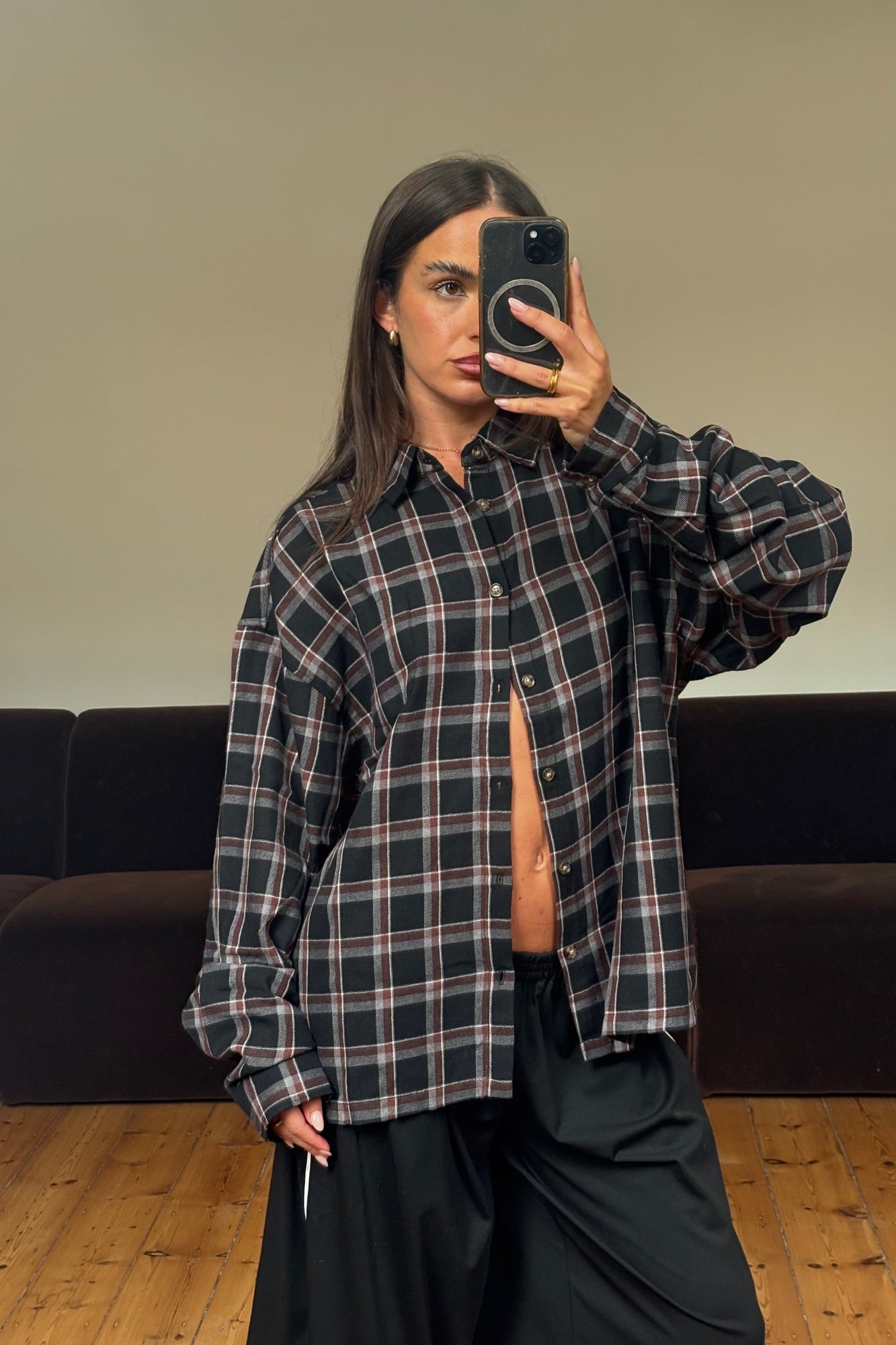 Unisex Brooklyn Check Shirt Black