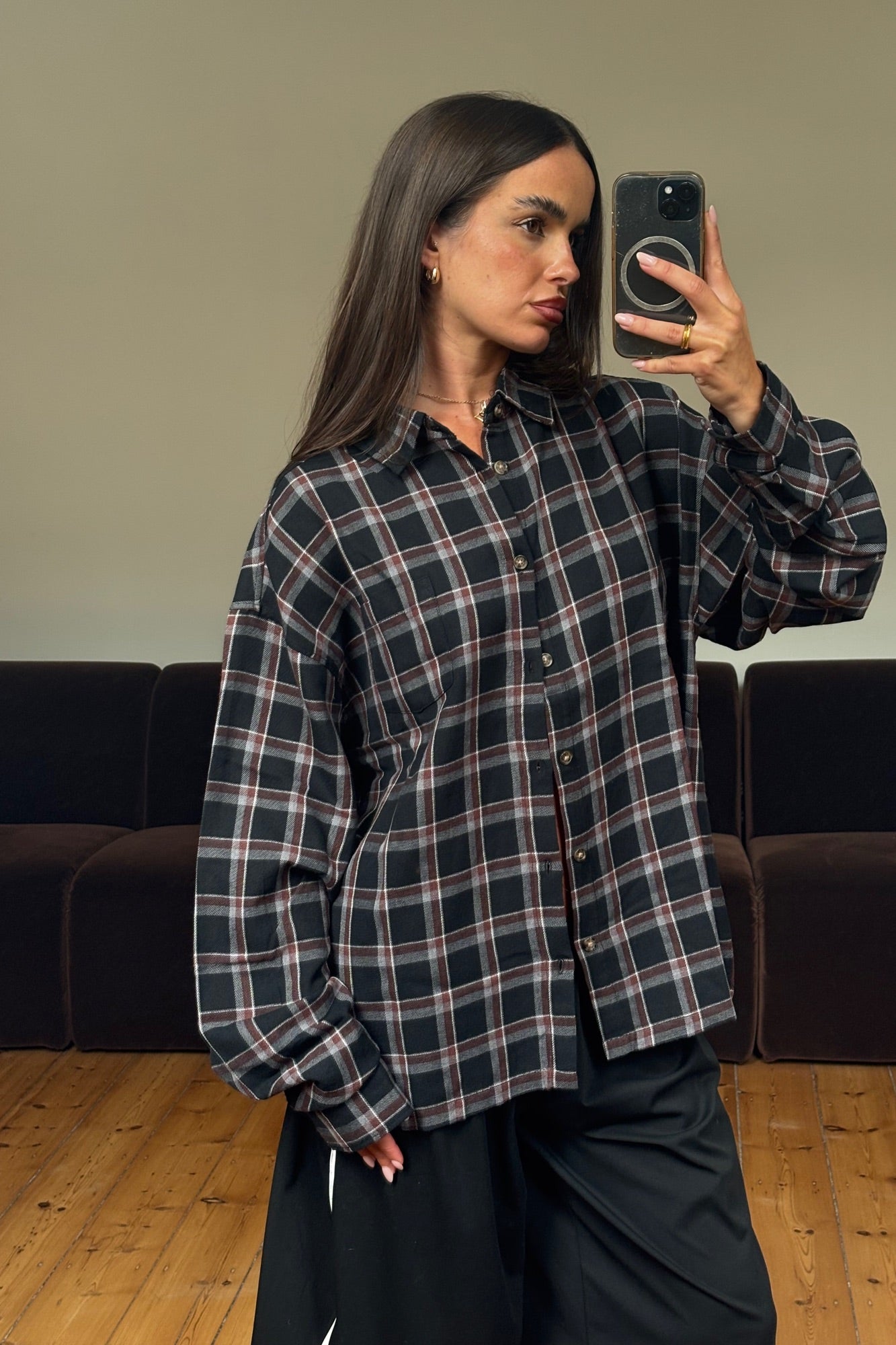 Unisex Brooklyn Check Shirt Black