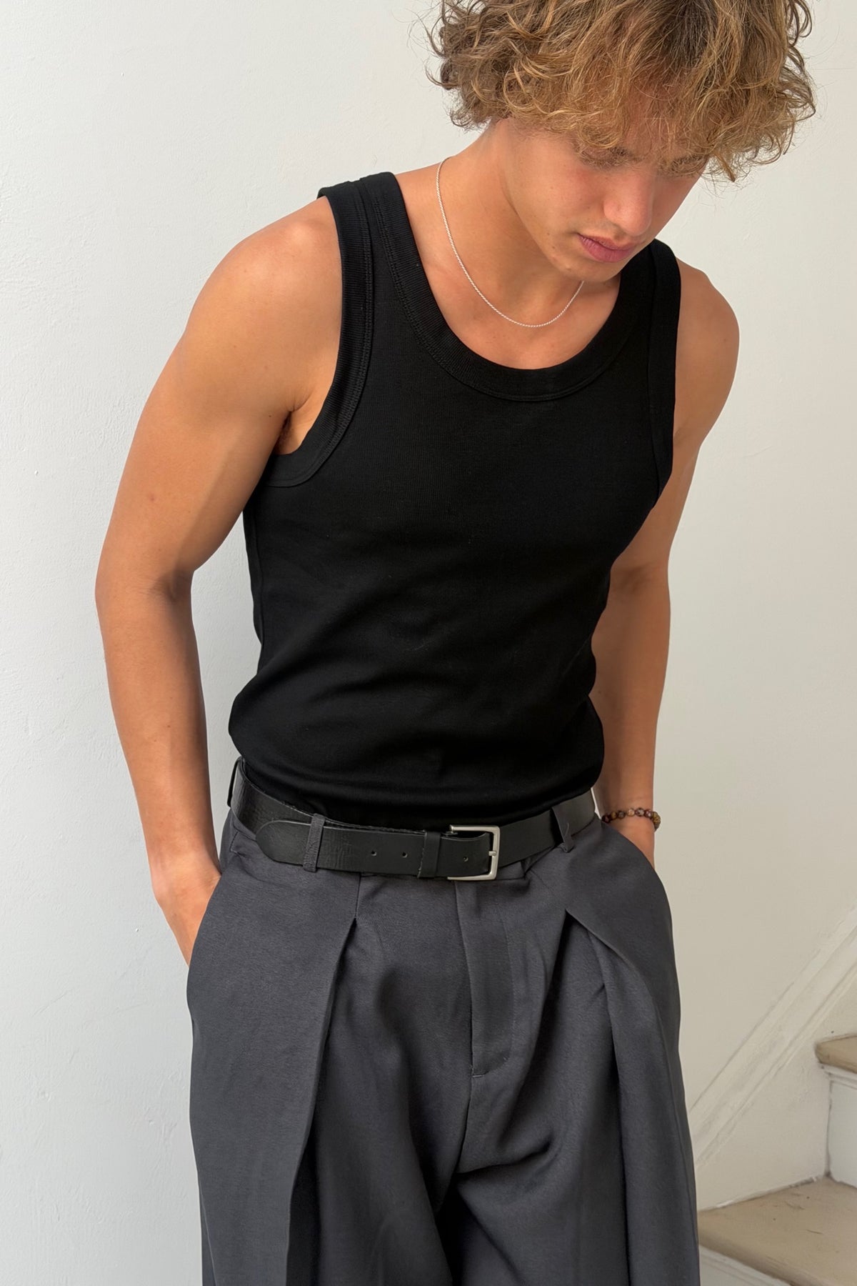 Mitchell Ribbed Tank Black
