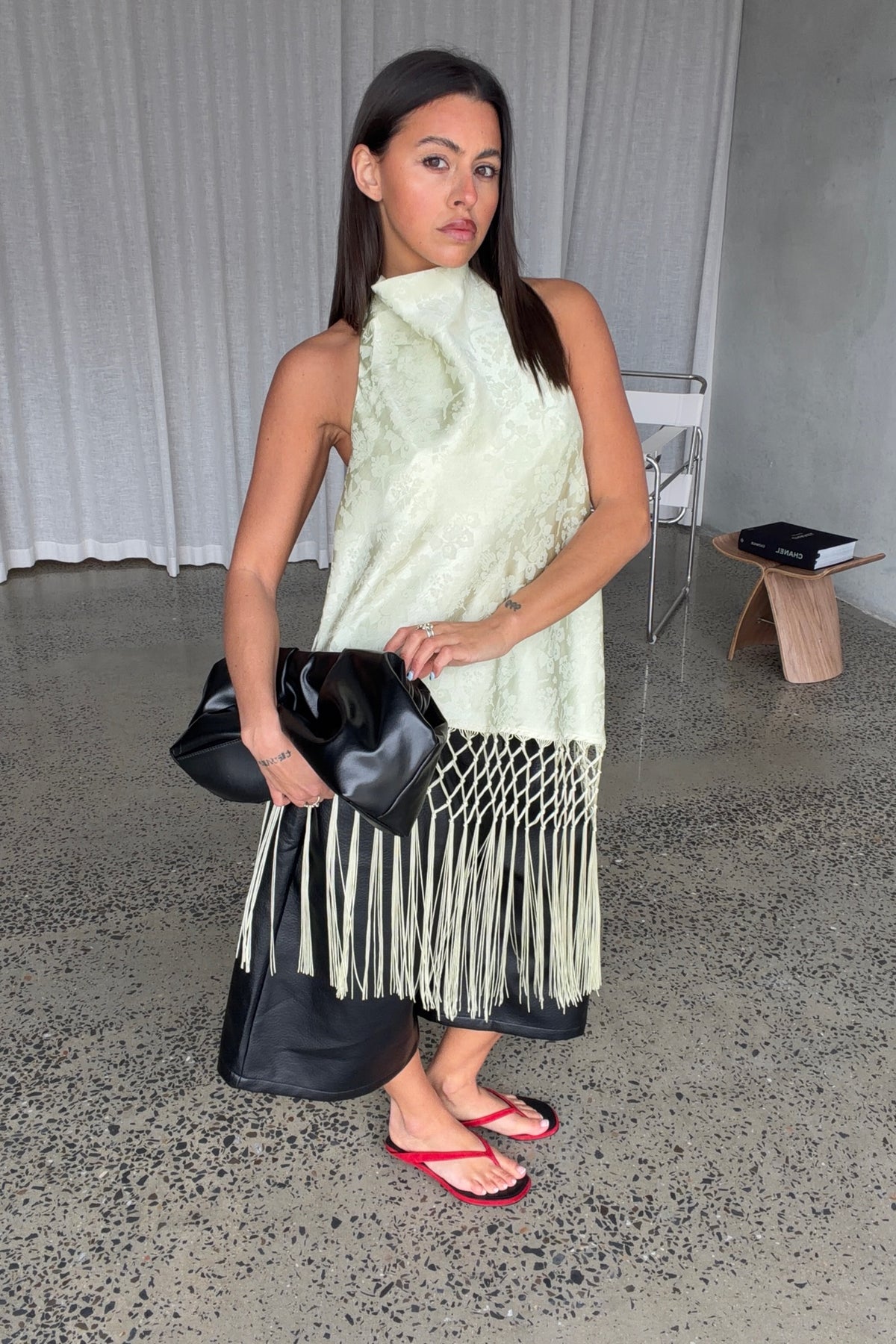 Yasmina Fringe Top Sage