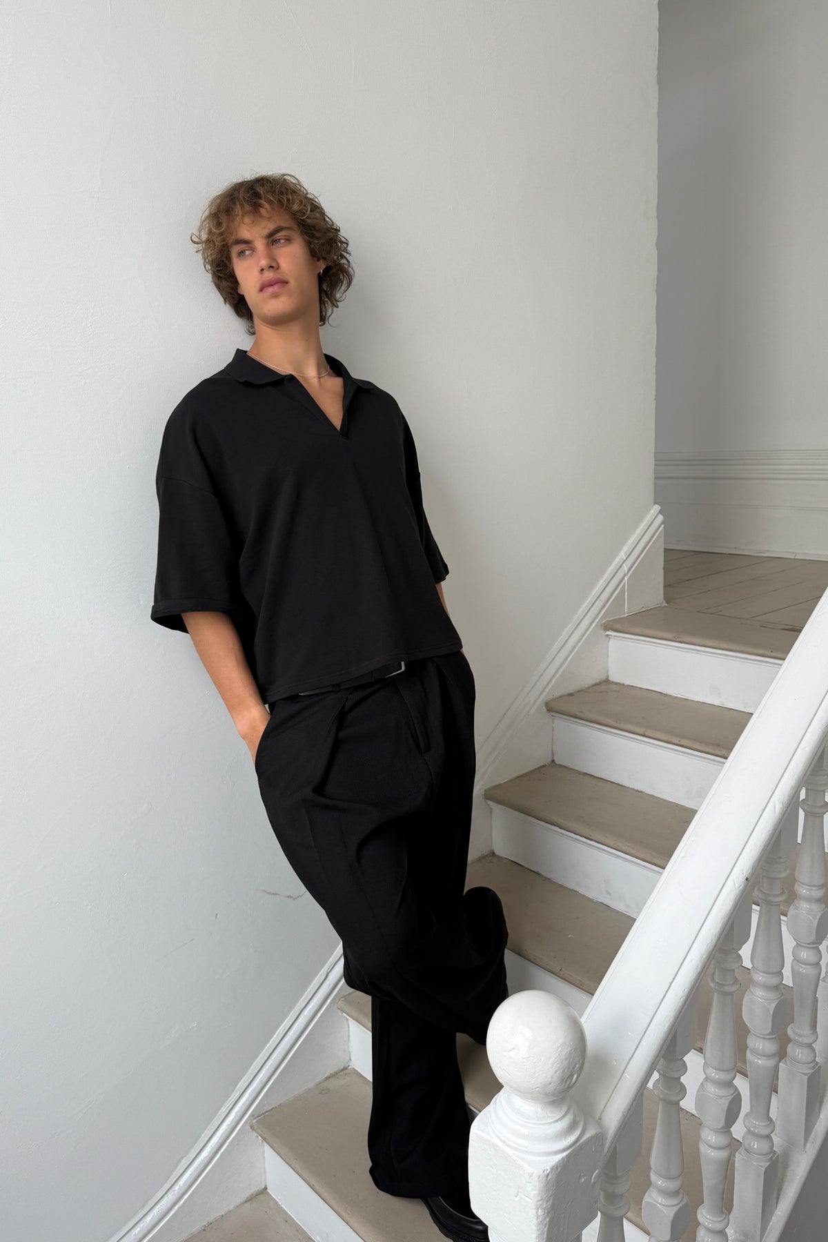 Jersey Crop Polo Black