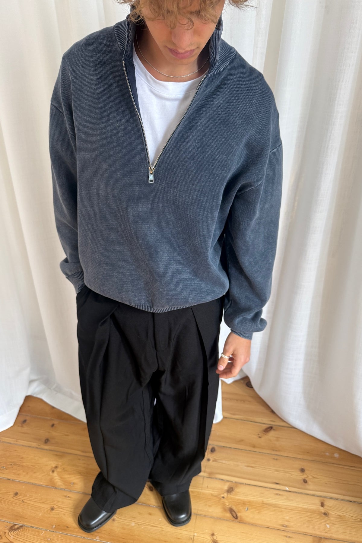 Calin Zip Up Knit Navy