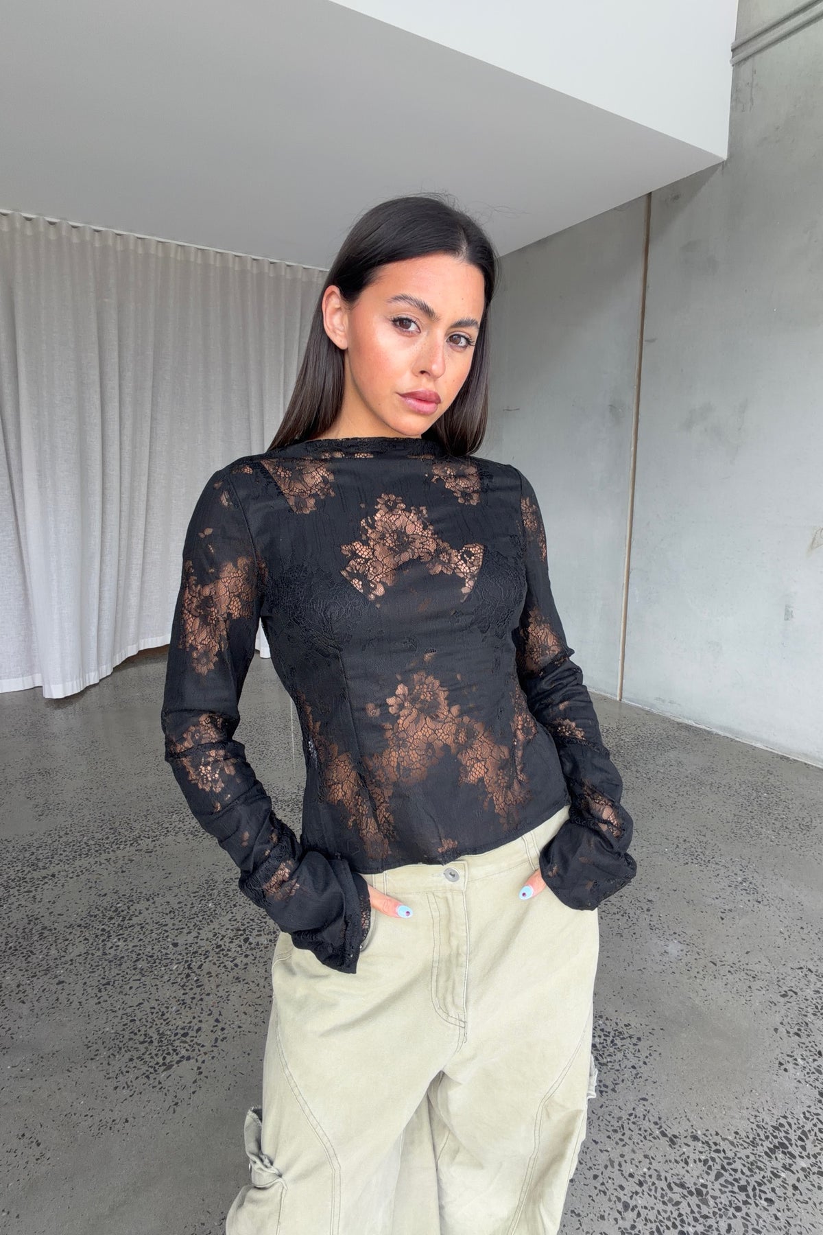 Aisha Lace Top Black