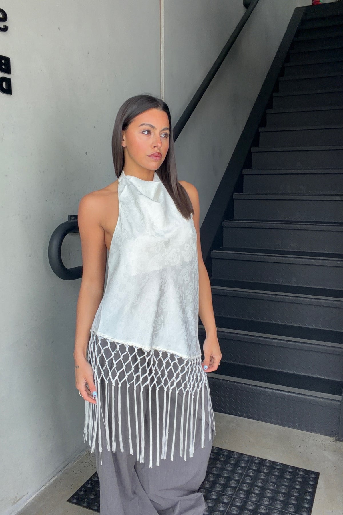 Yasmina Fringe Top Ivory