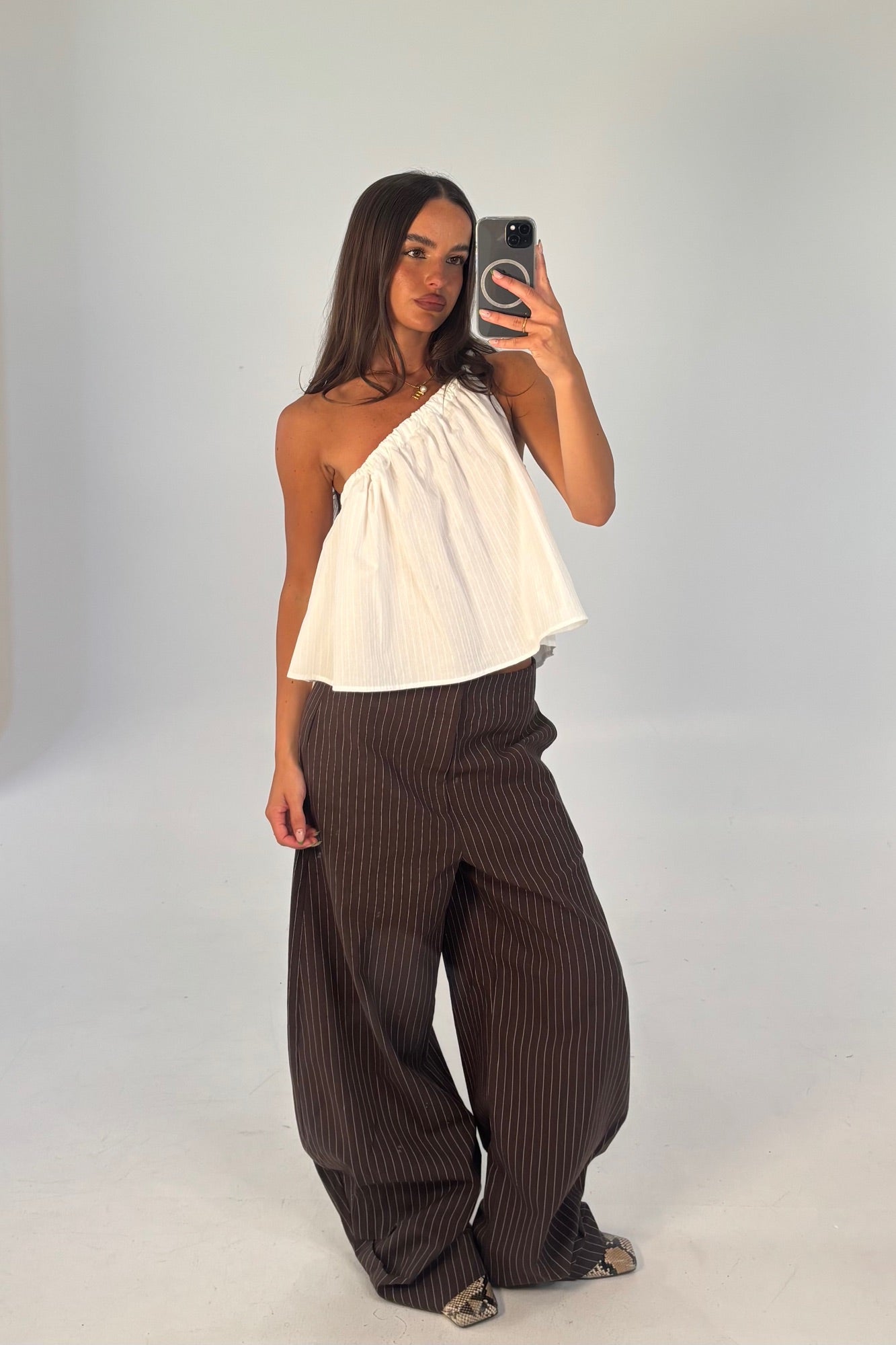 Romley Pinstripe Pant Chocolate