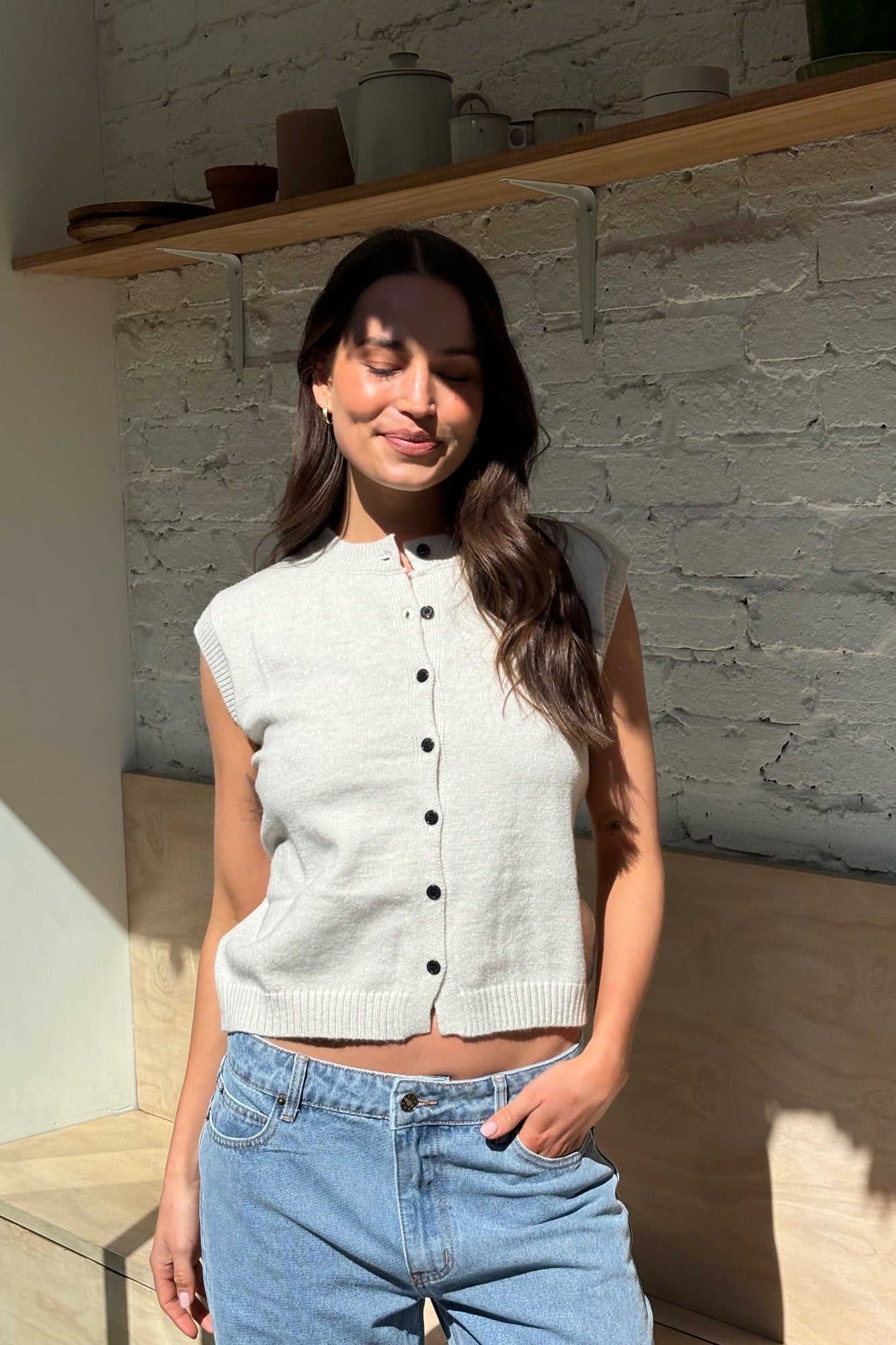 Kendal Knitted Vest Light Grey