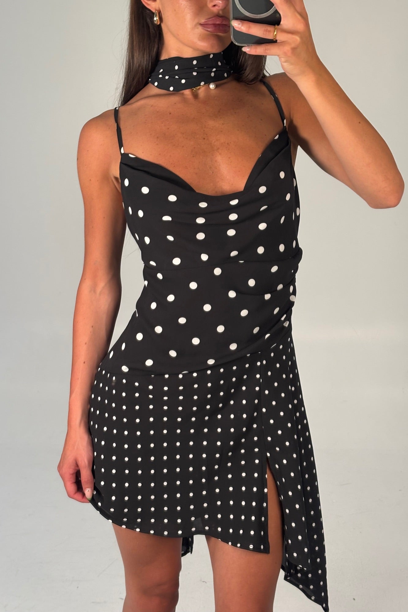 Alora Scoop Dress Black Polka