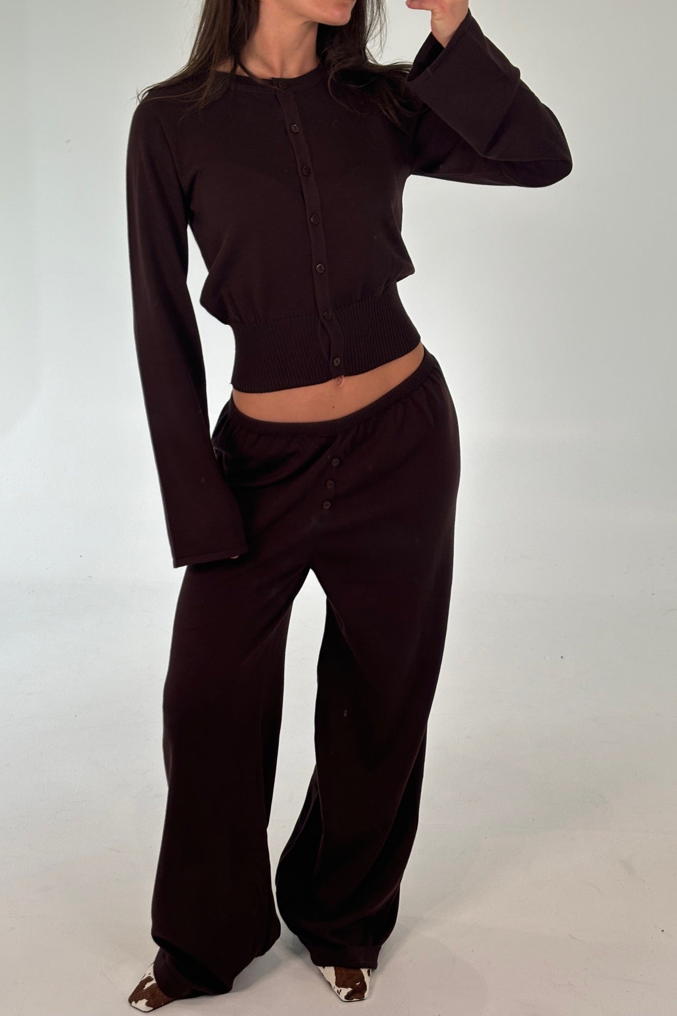 August Button Pant Chocolate