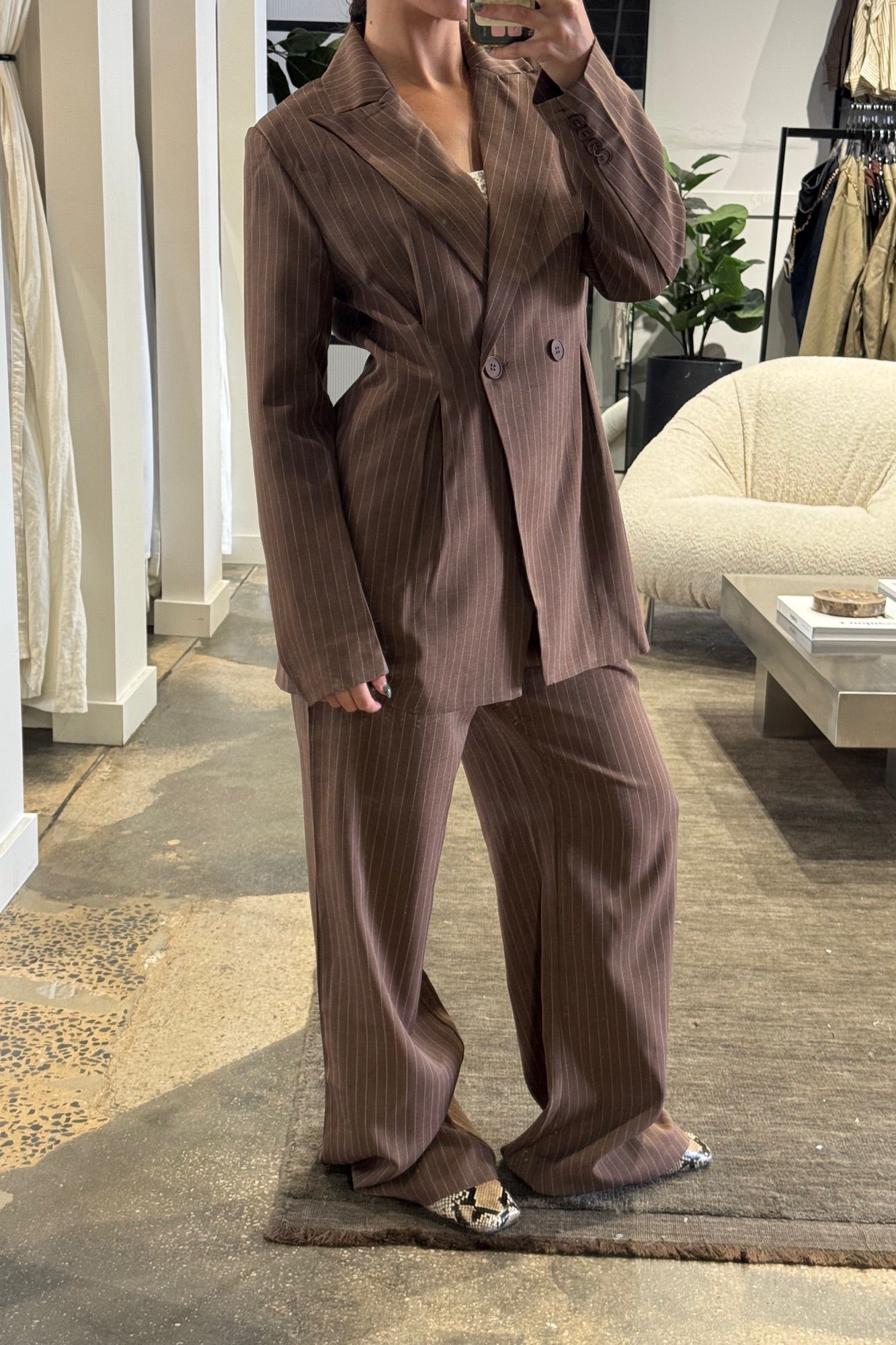 Kassandra Pinstripe Set Chocolate