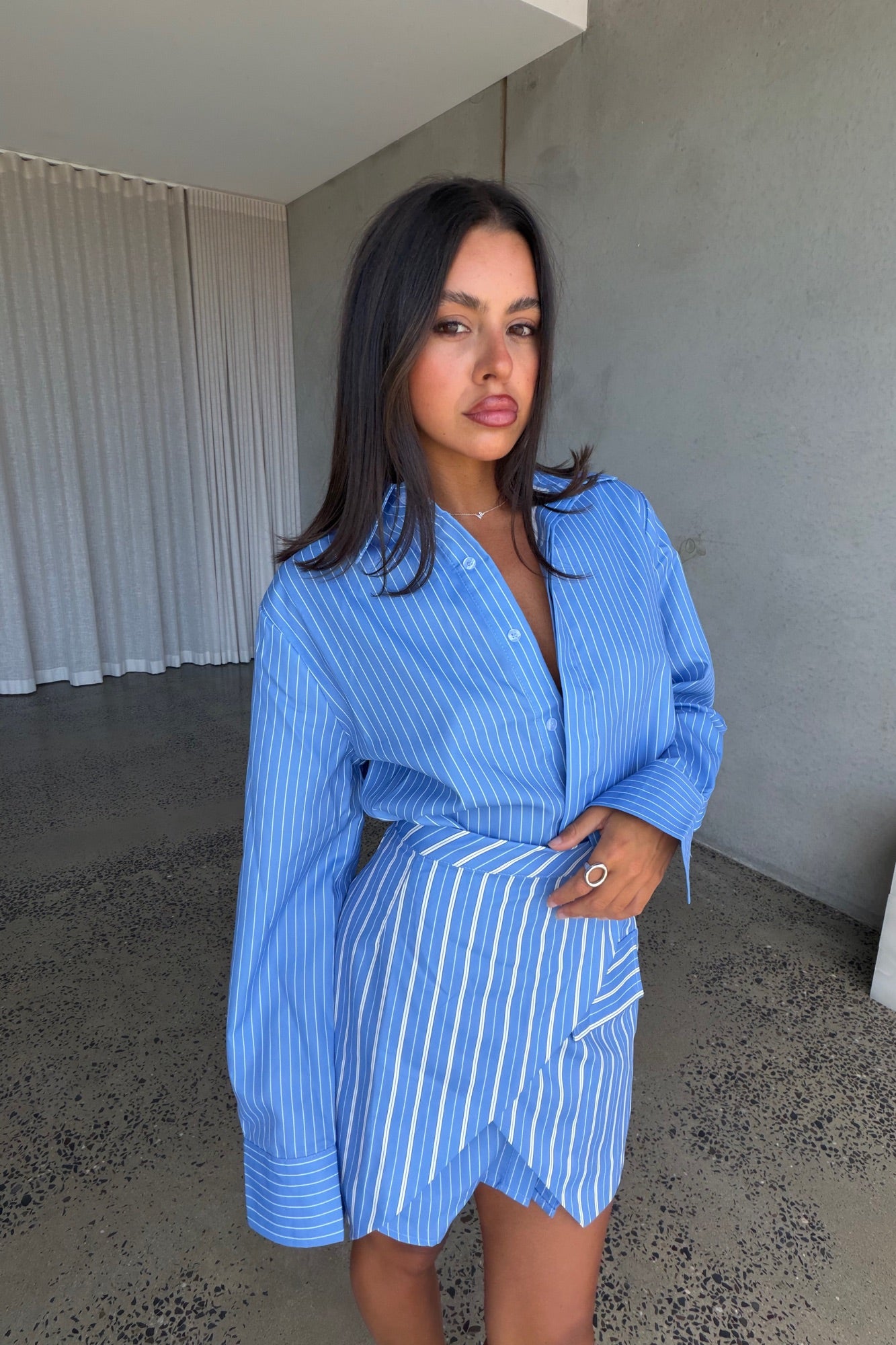 Daria Layered Shirt Dress Blue