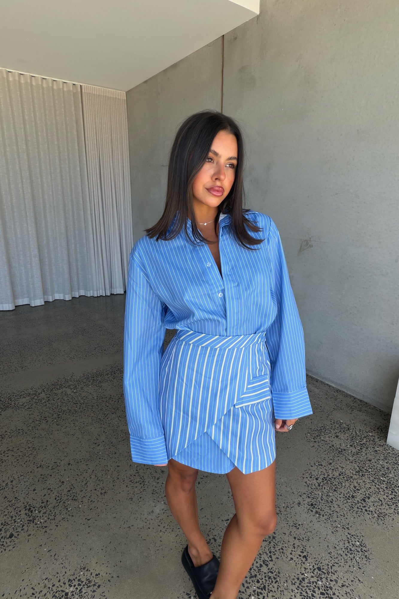 Daria Layered Shirt Dress Blue
