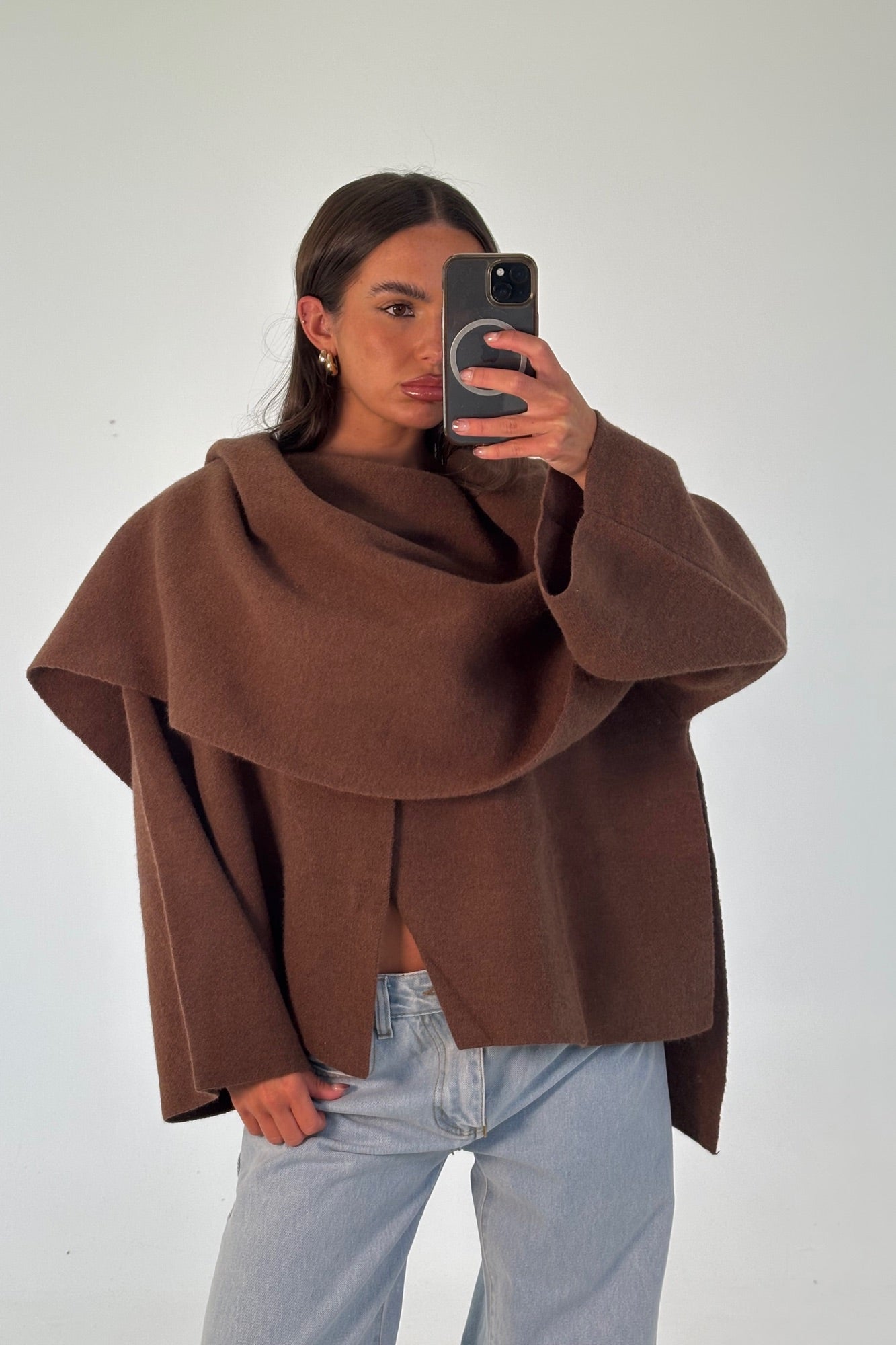 Abella Scarf Jacket Chocolate