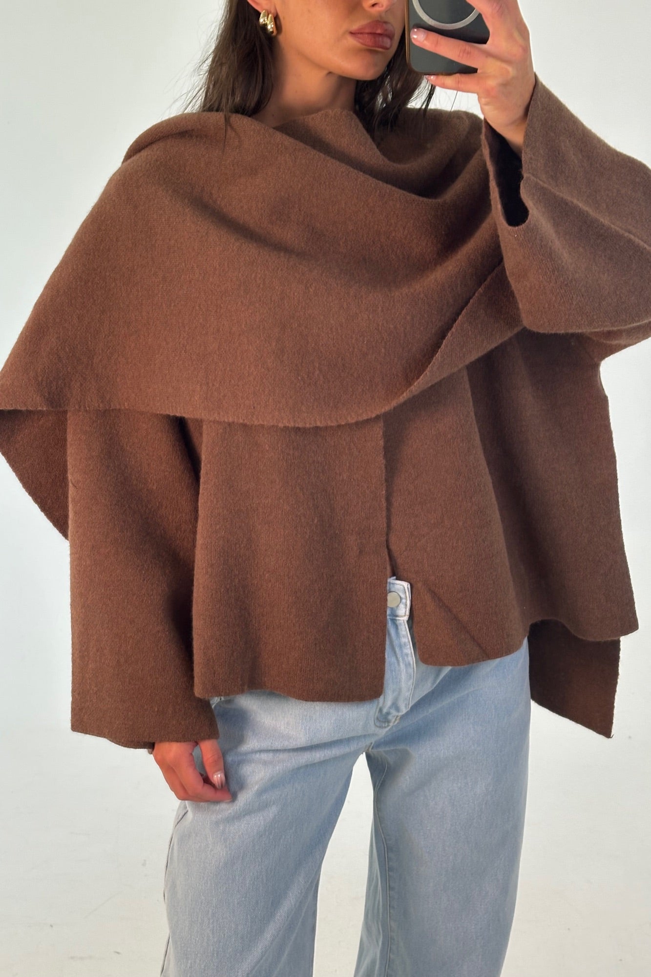 Abella Scarf Jacket Chocolate