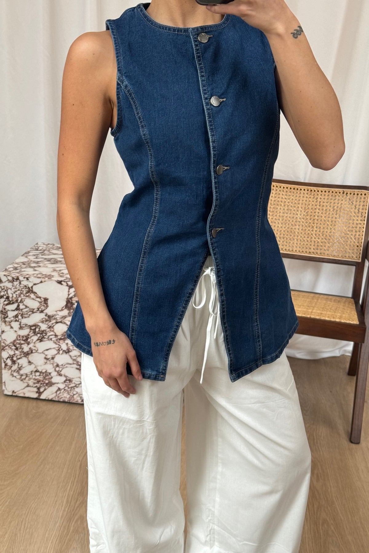 Imogen Denim Vest Midwash