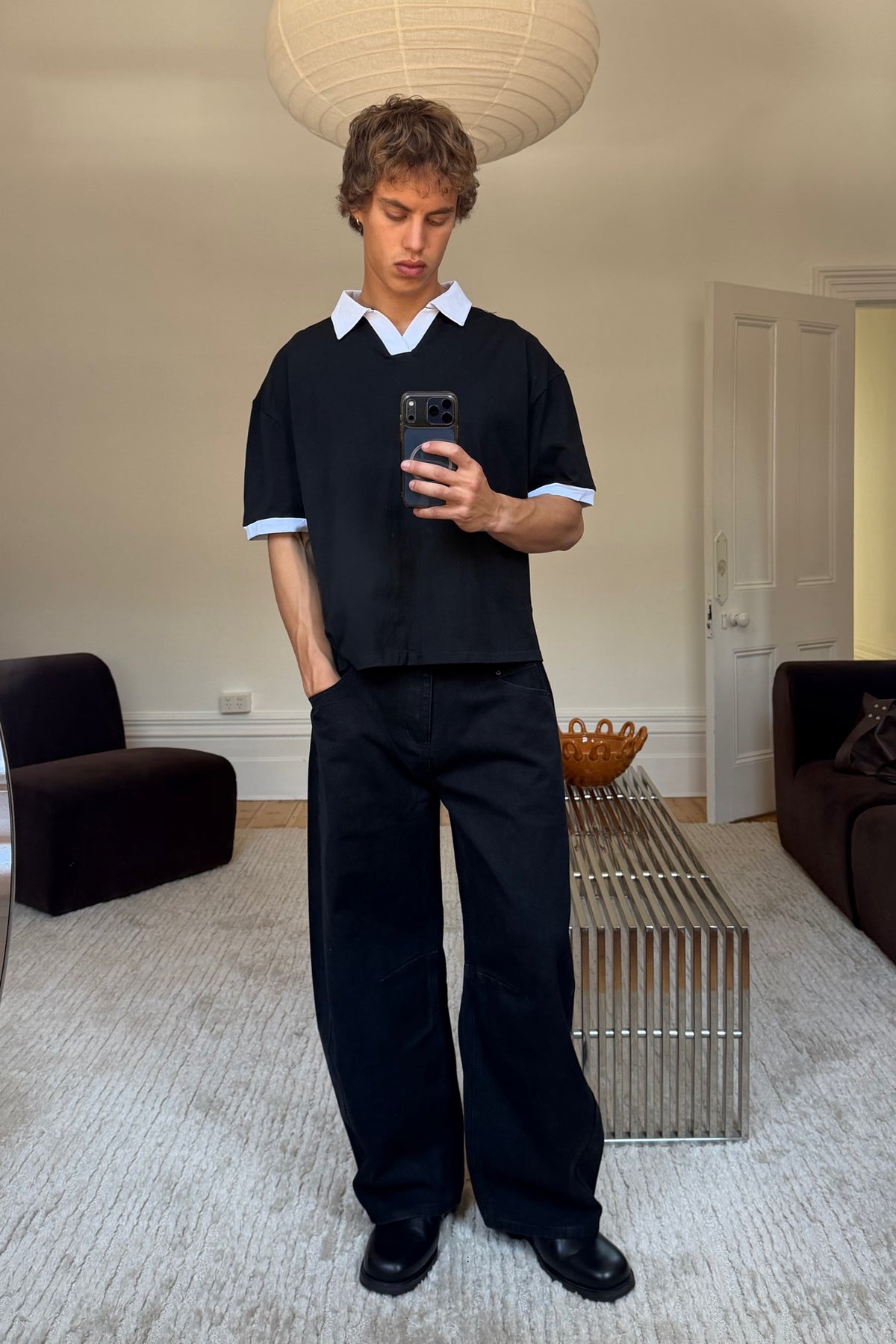Two Tone Polo Black