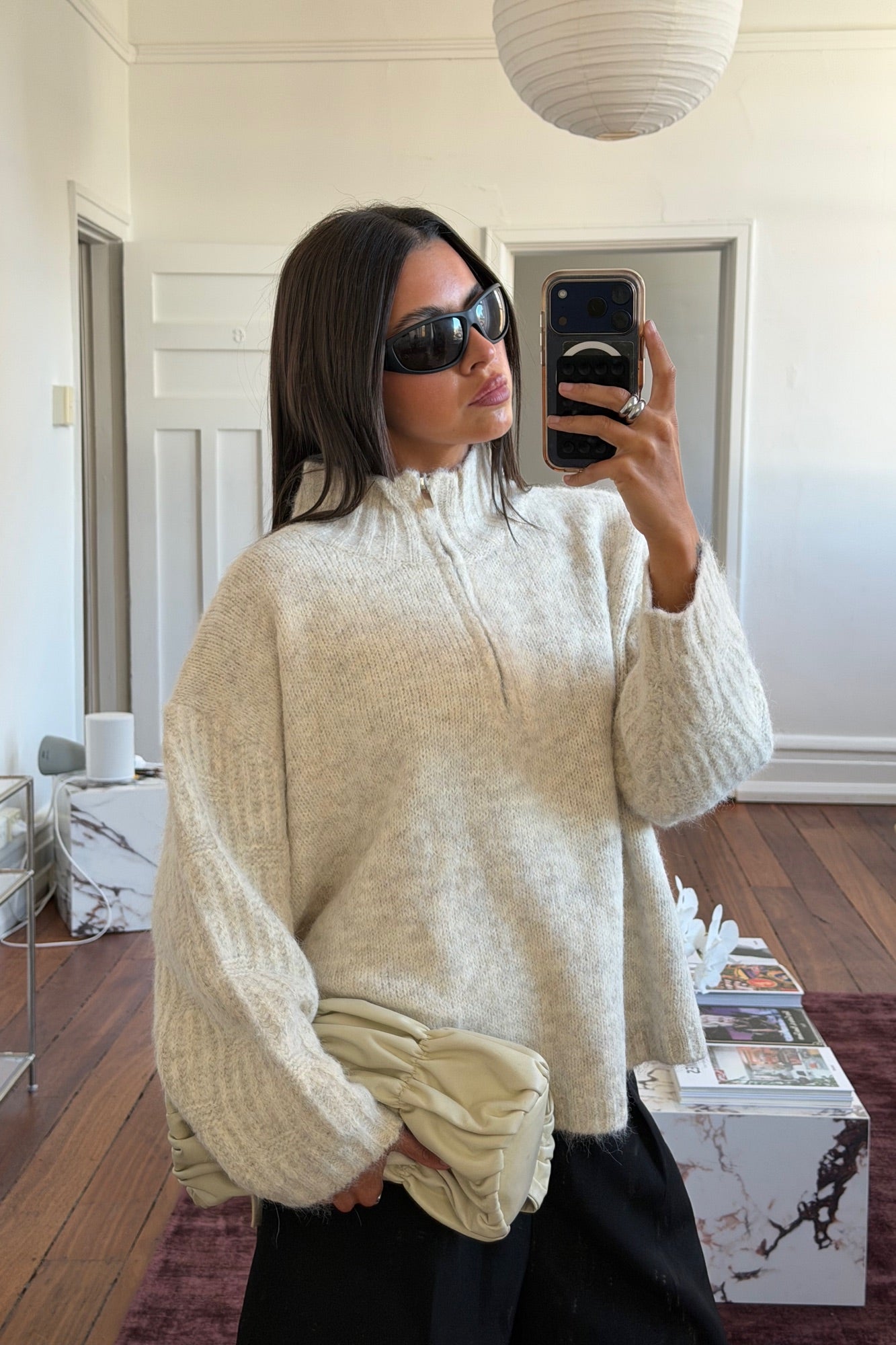 Edie Zip Up Knit Oat