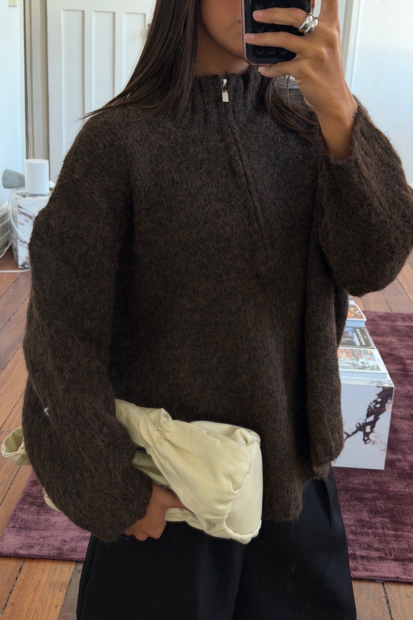 Edie Zip Up Knit Chocolate