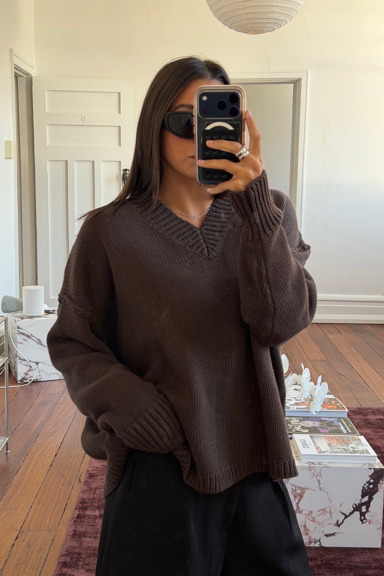Willow V Neck Knit Chocolate