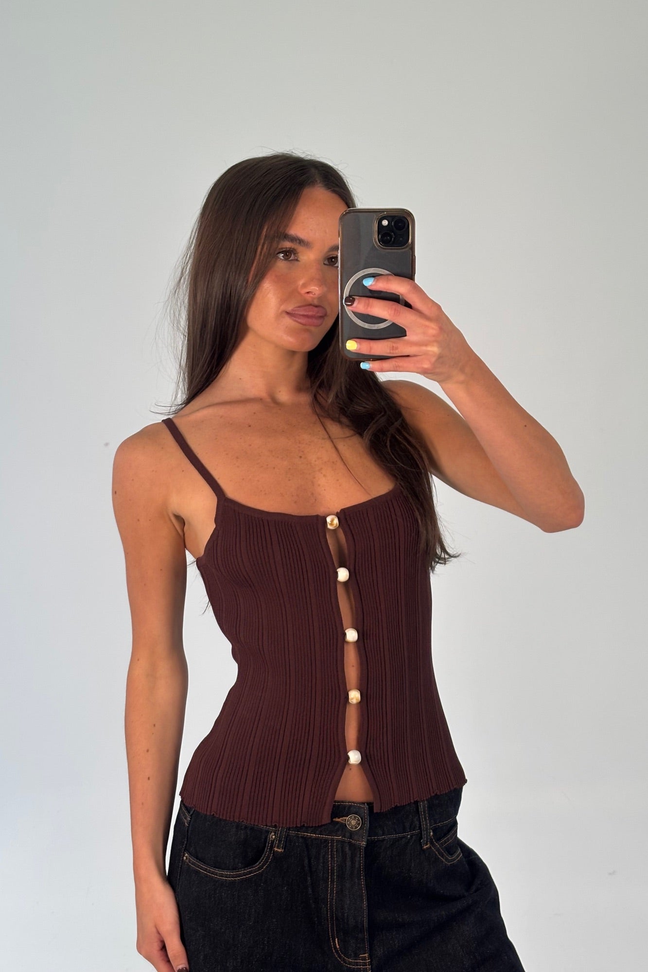 Odessa Knit Tank Top Chocolate