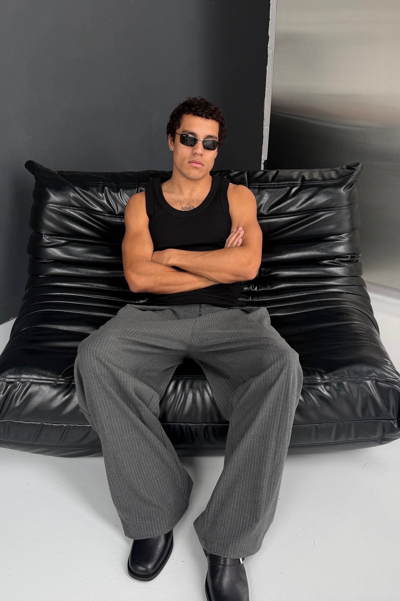 Josh Baggy Pant Grey Pinstripe