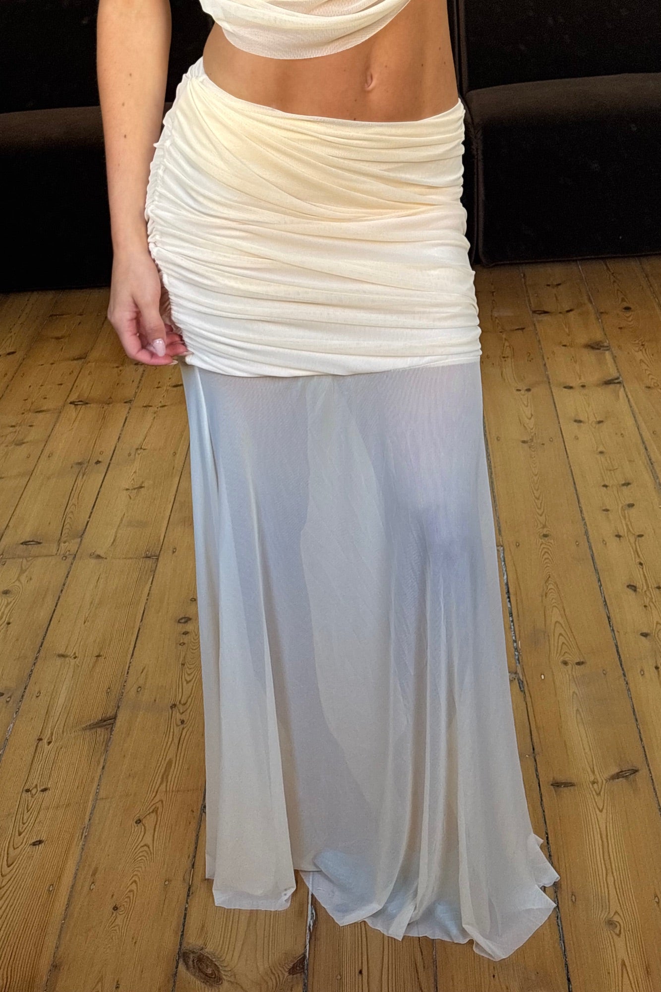 Charlize Drape Skirt Beige