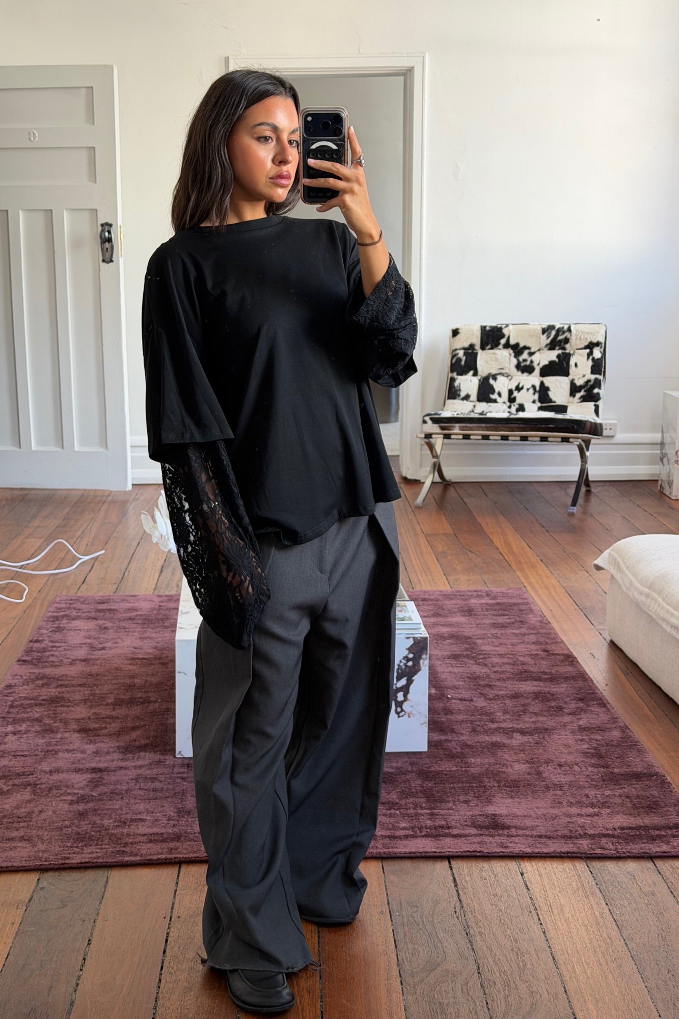 Rommy Lace Tee Black