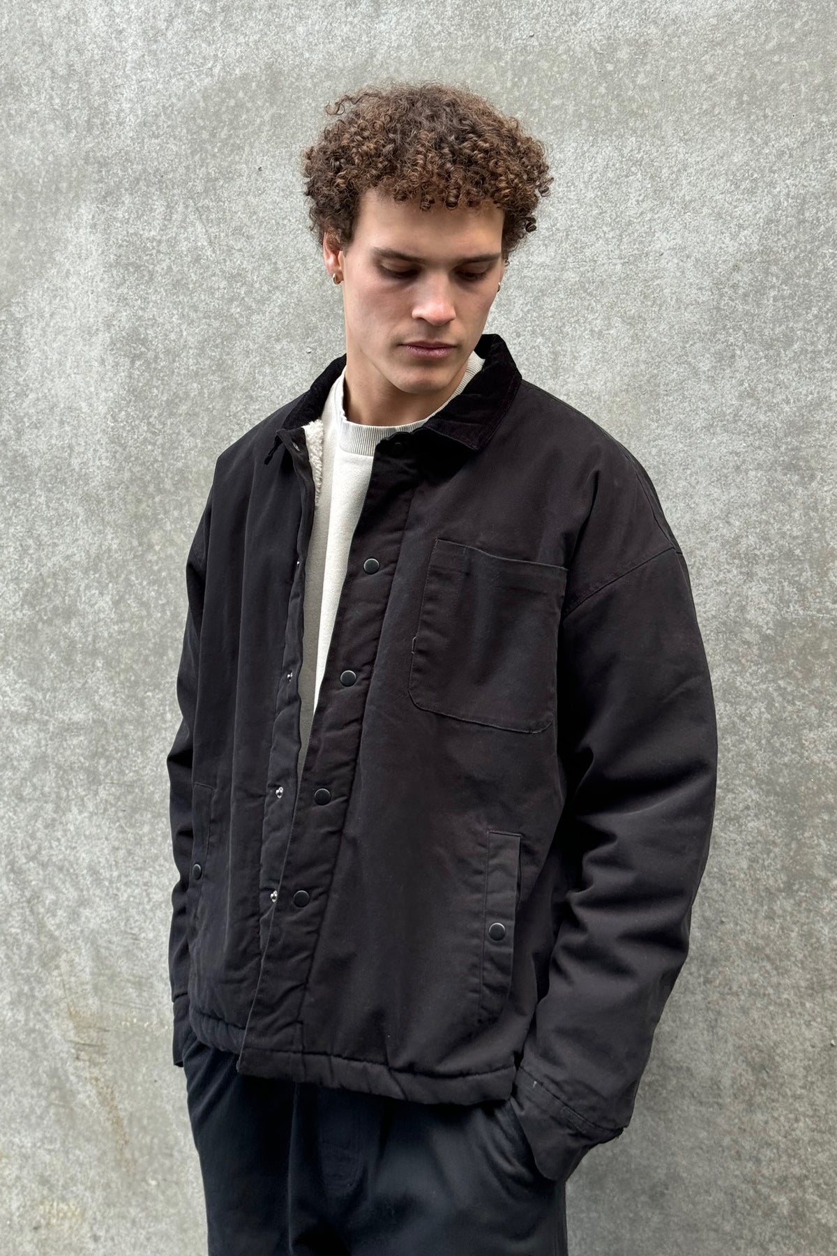 Padded Trucker Jacket Black