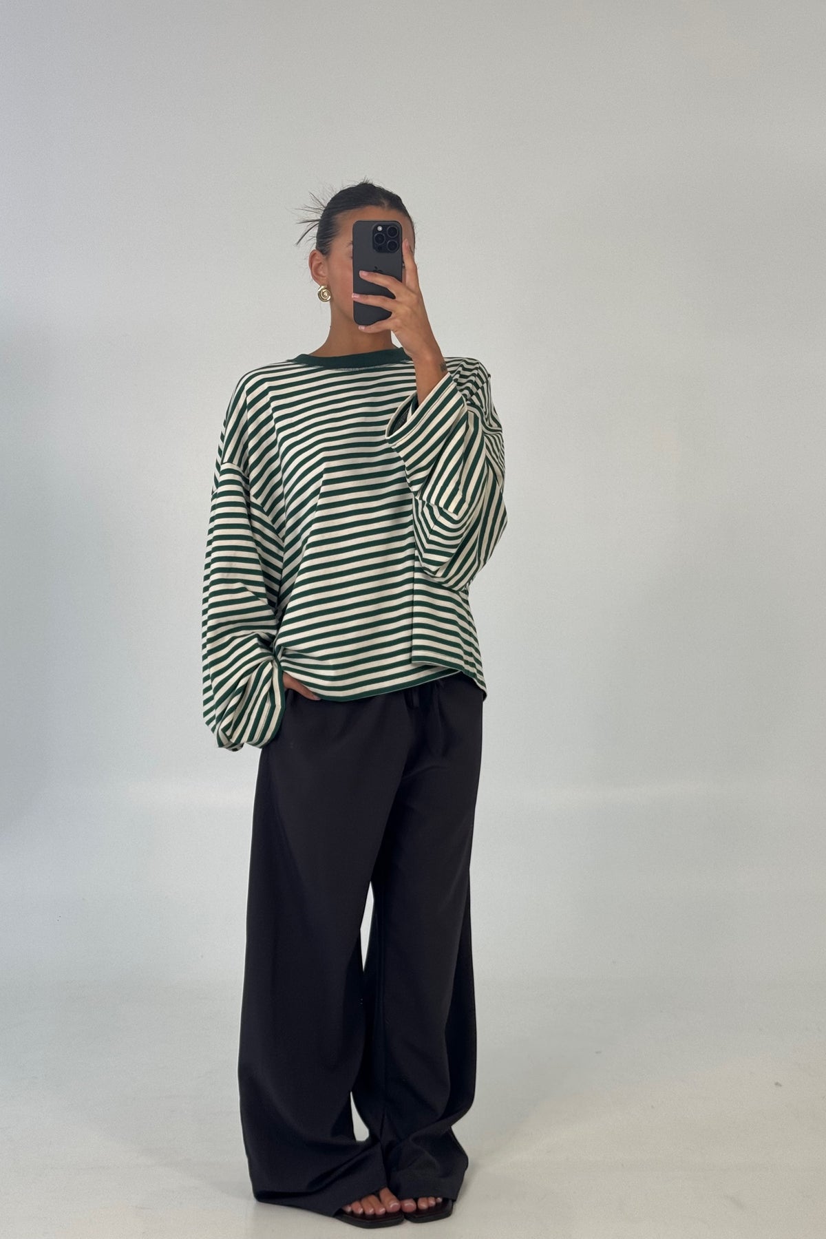 Crushed Long Sleeve Moss Shirt