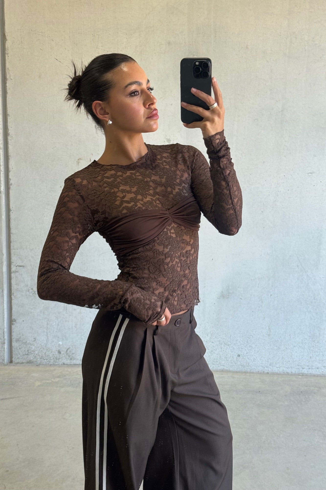 Midnight Long Sleeve Top Chocolate