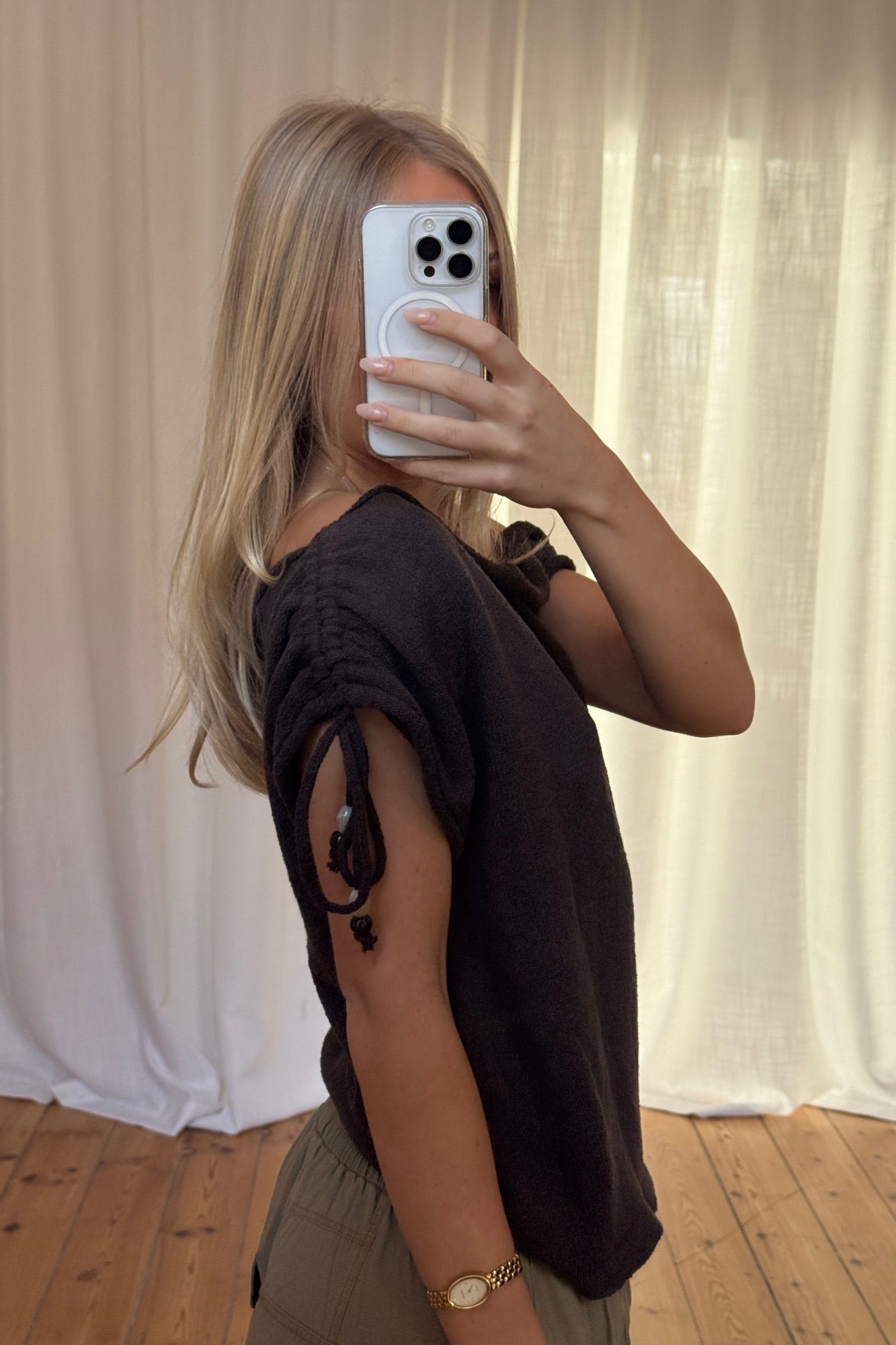 Brooke Asymmetrical Knit Tank Choc