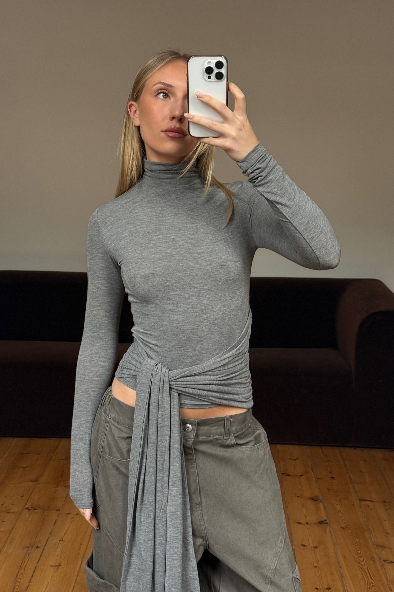 Isley Top Light Grey Marle