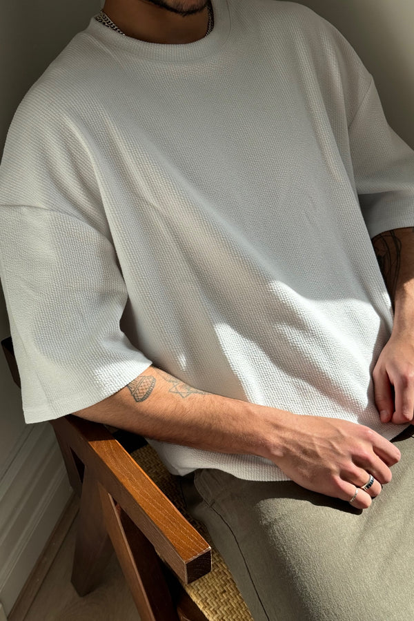NTH Crop Box Tee Ribbed White