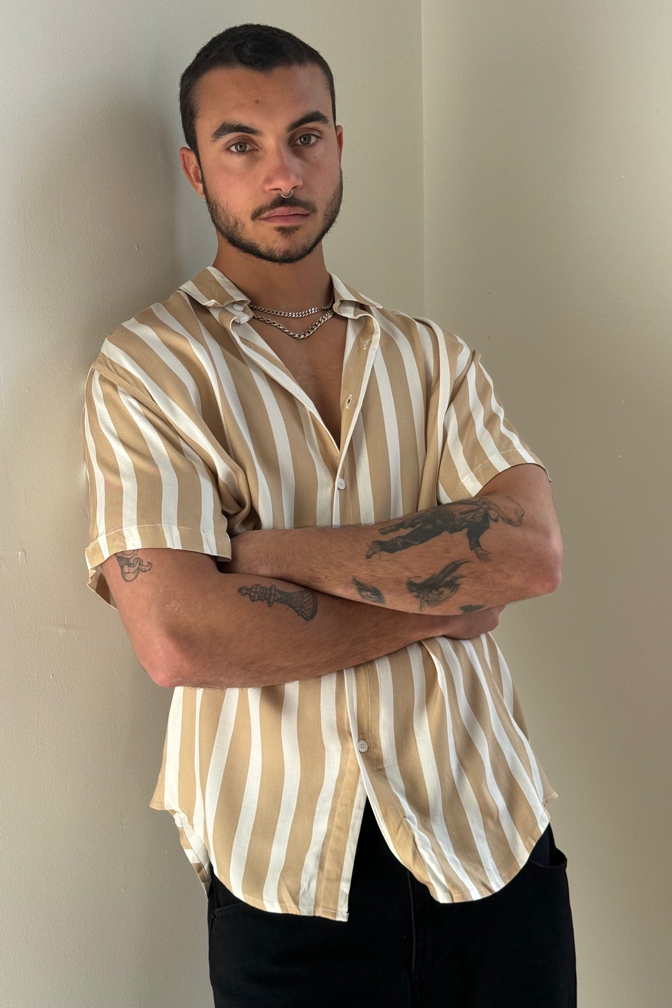 Nick Shirt Sand/White