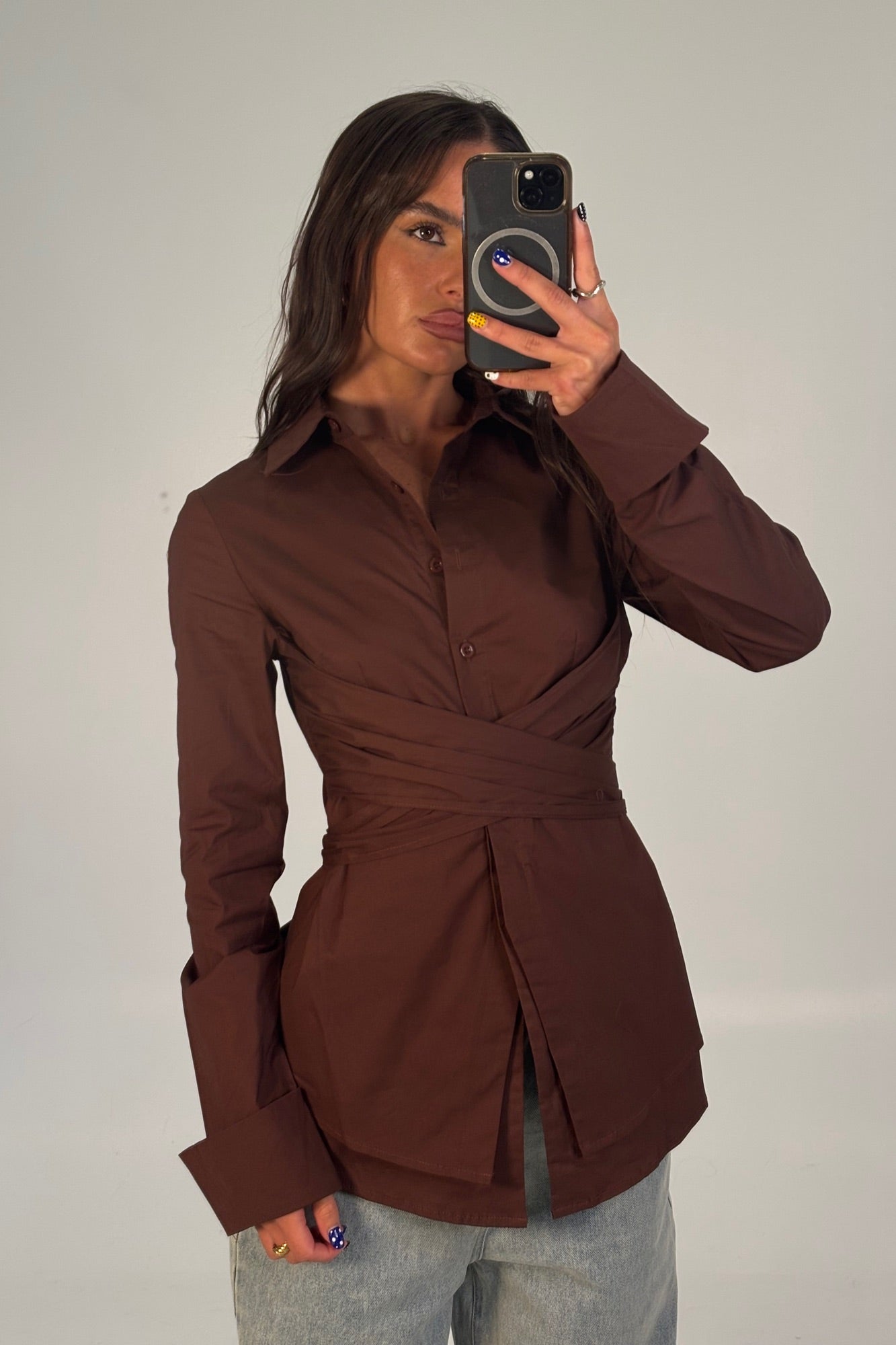 Vixon Wrap Shirt Chocolate