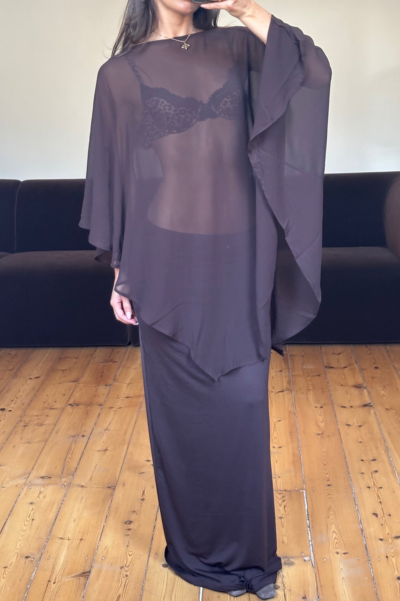 Esma Low Waist Maxi Skirt Chocolate