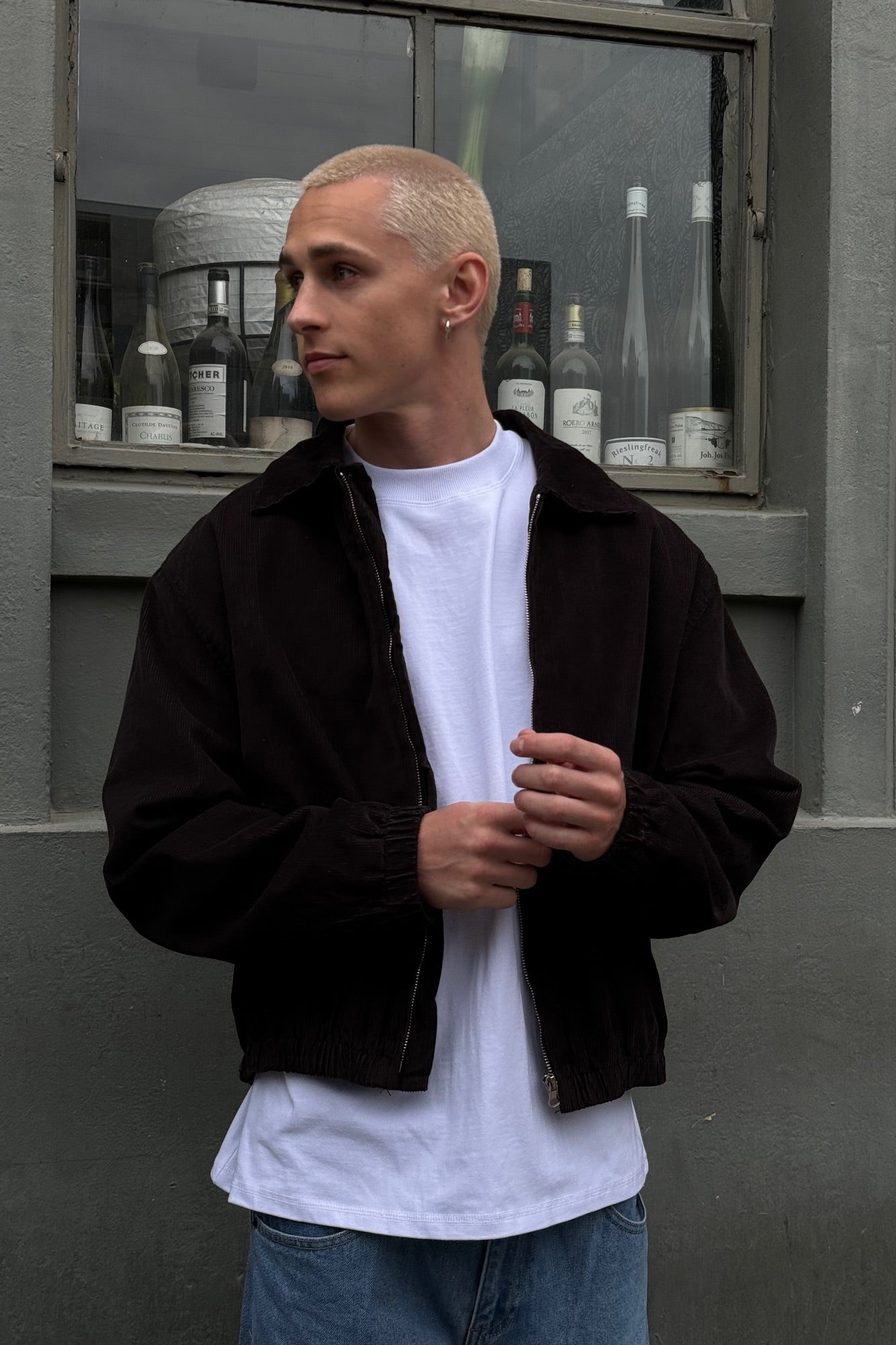 Collar Cord Bomber Charcoal
