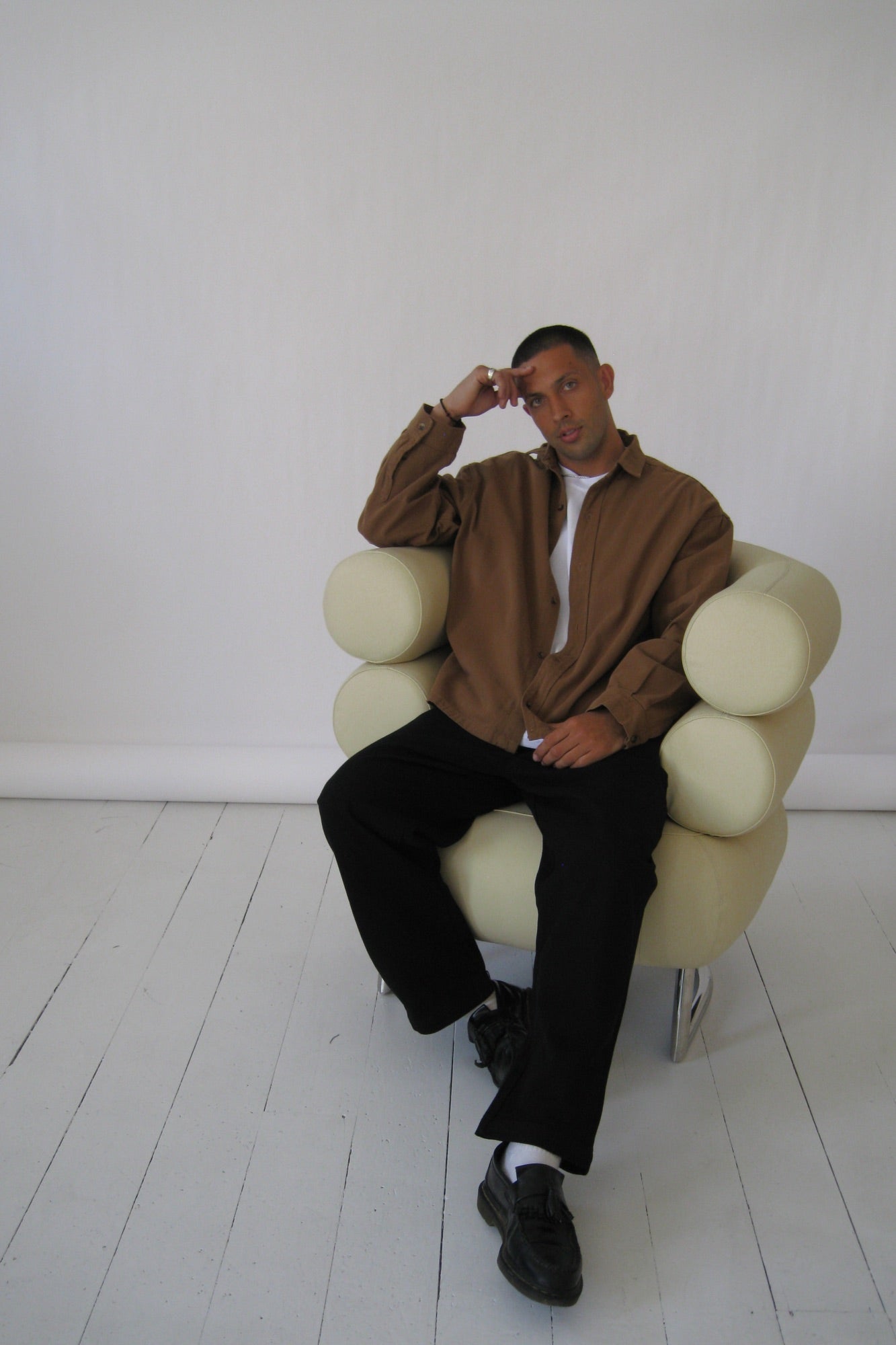 Phillip Washed Cotton Overshirt Tan
