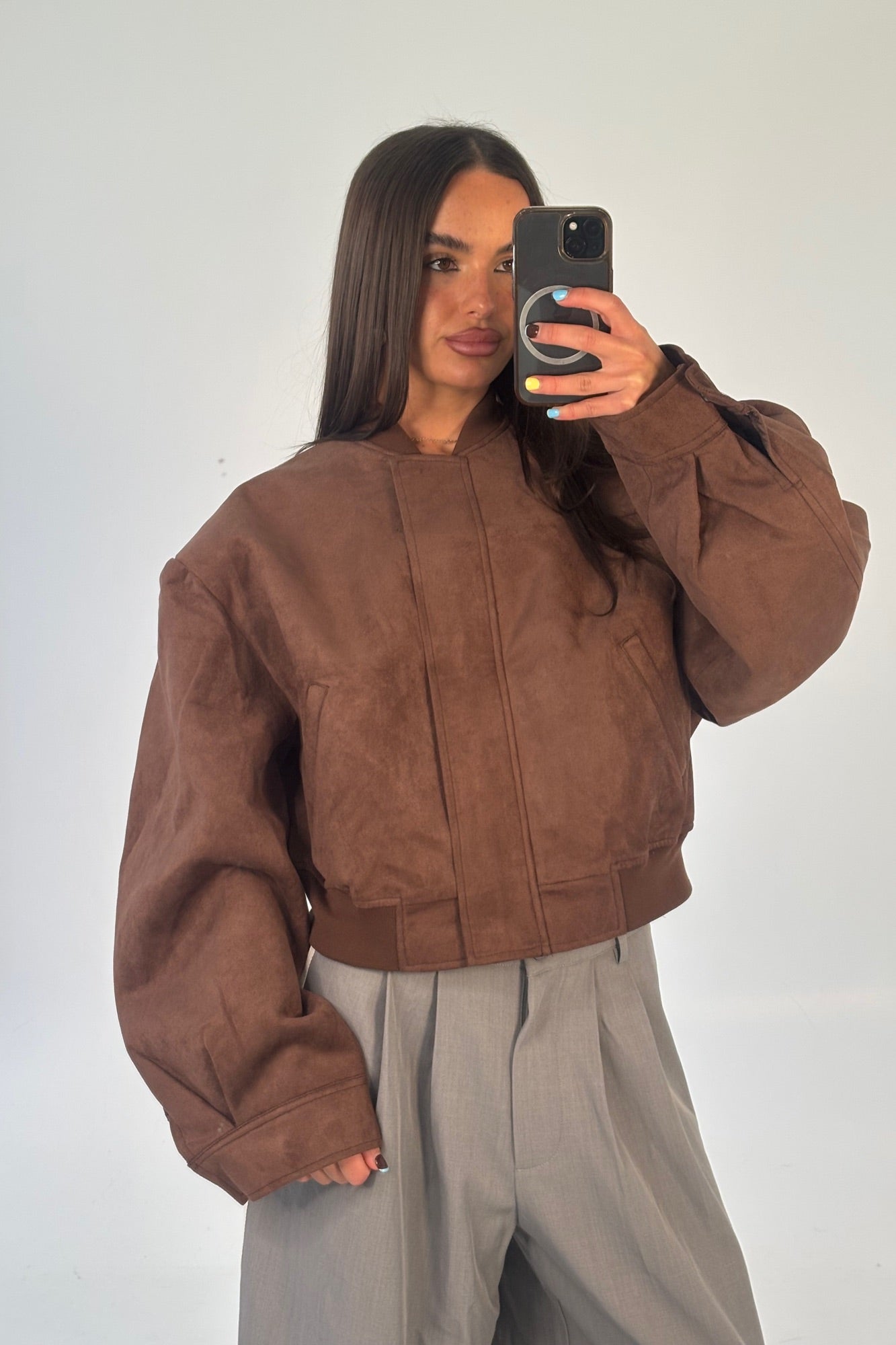 Legacy Suede Bomber Coffee