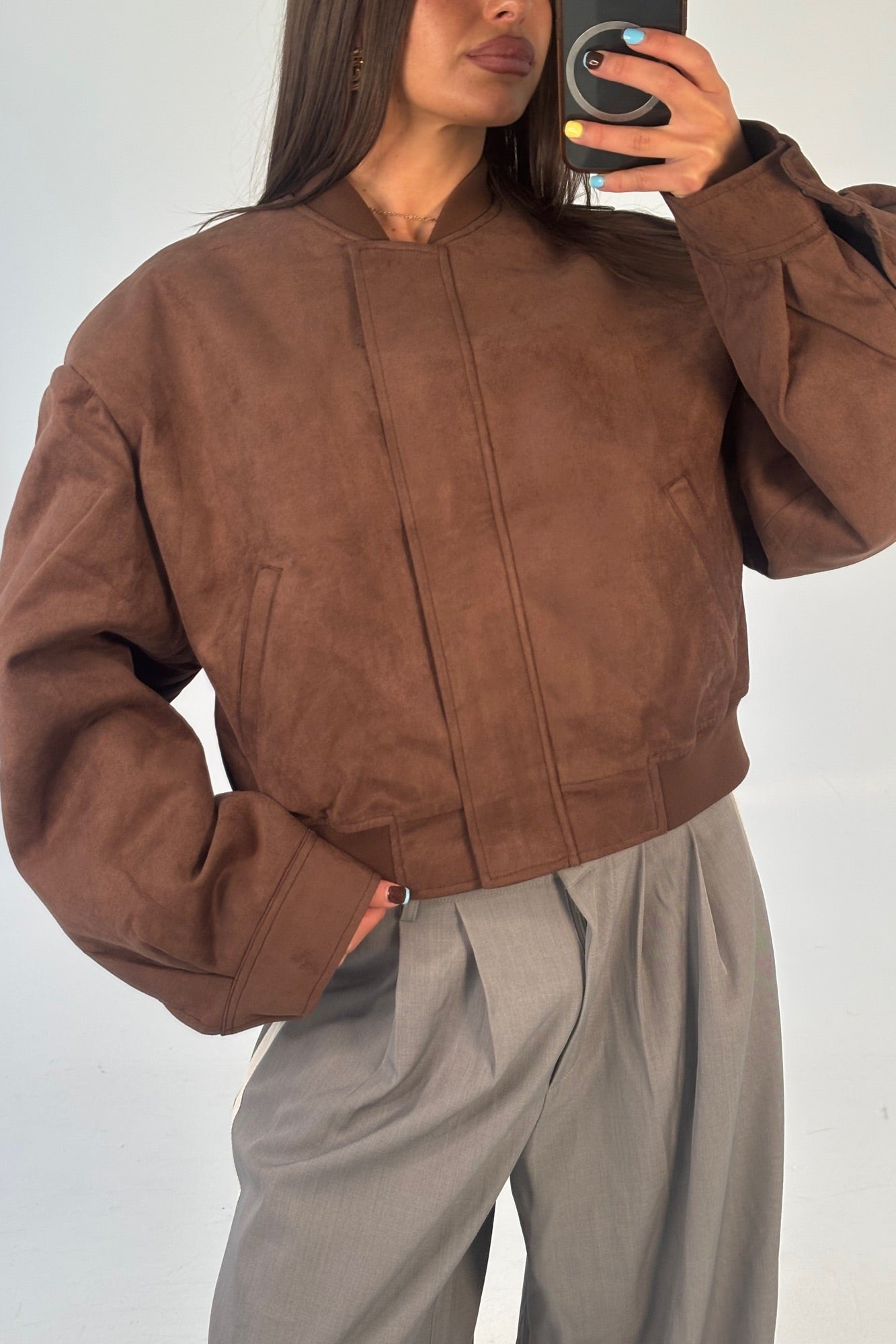 Legacy Suede Bomber Coffee