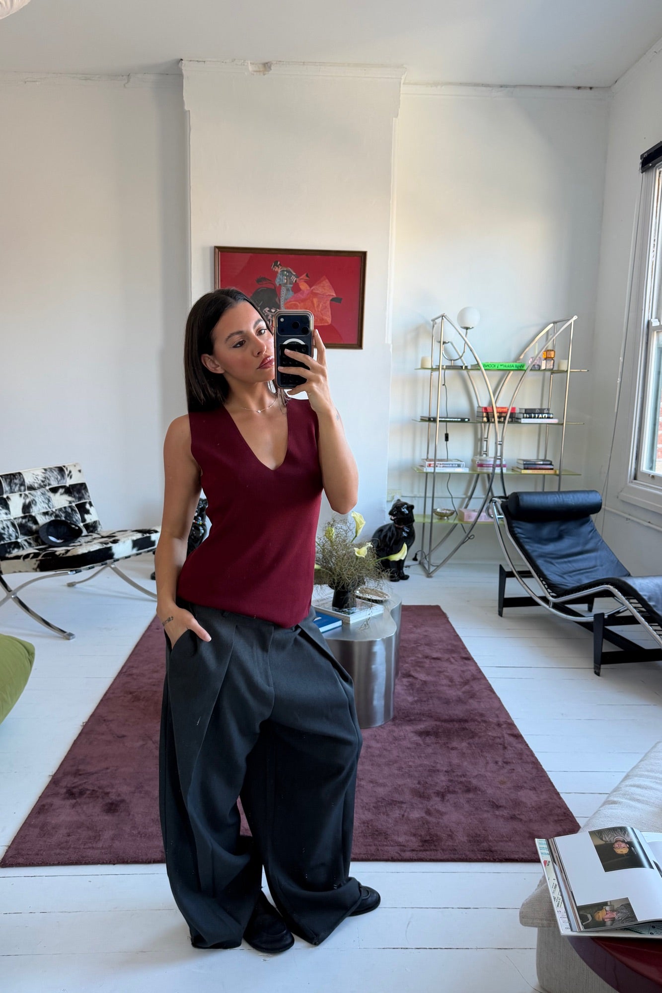 Isla V Neck Tank Wine