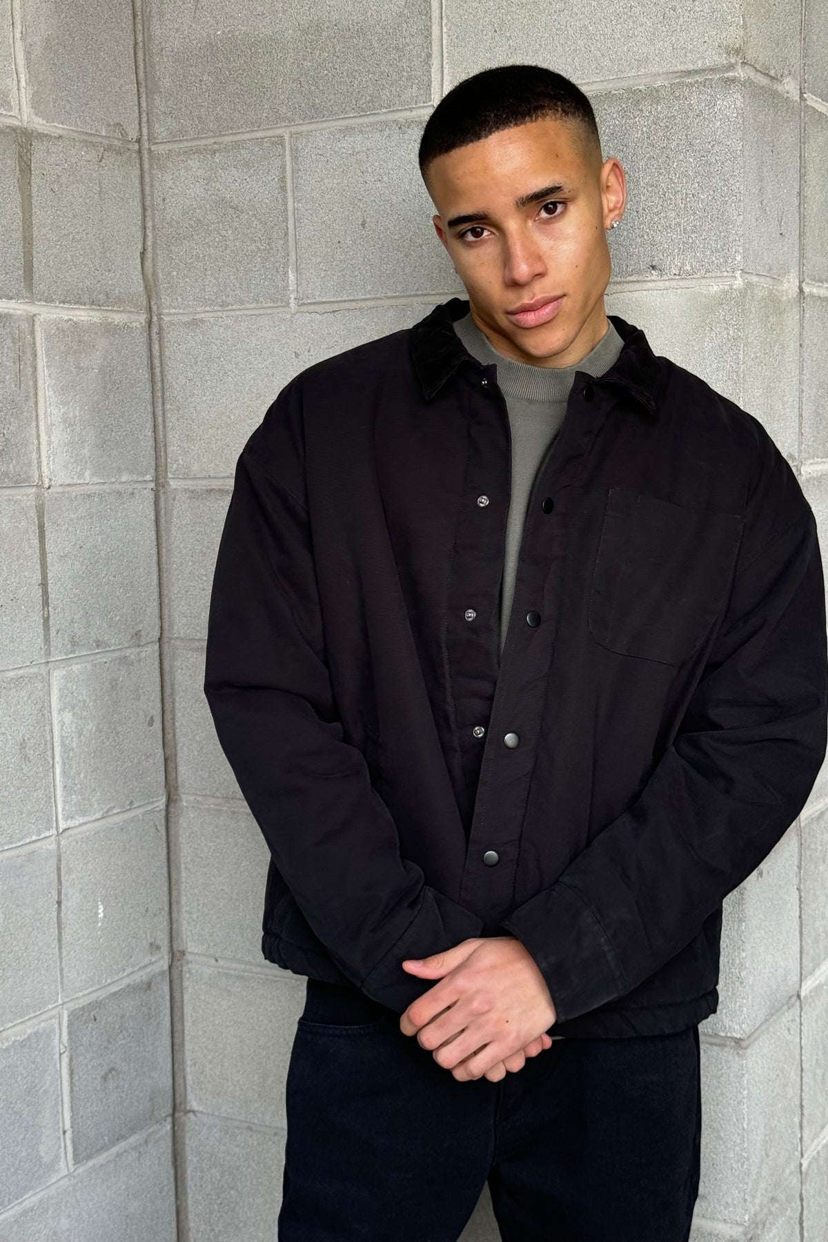 Padded Trucker Jacket Black
