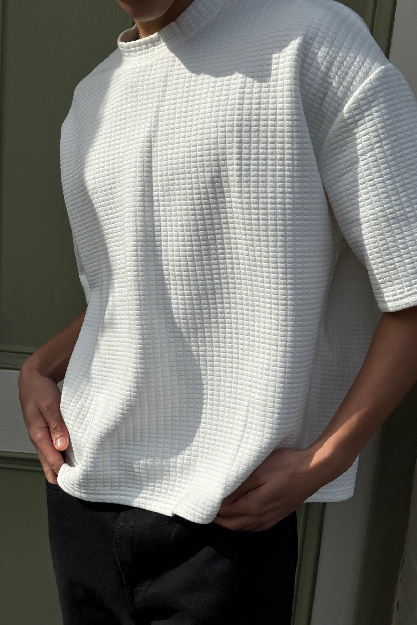 Colin Waffle Texture Tee White