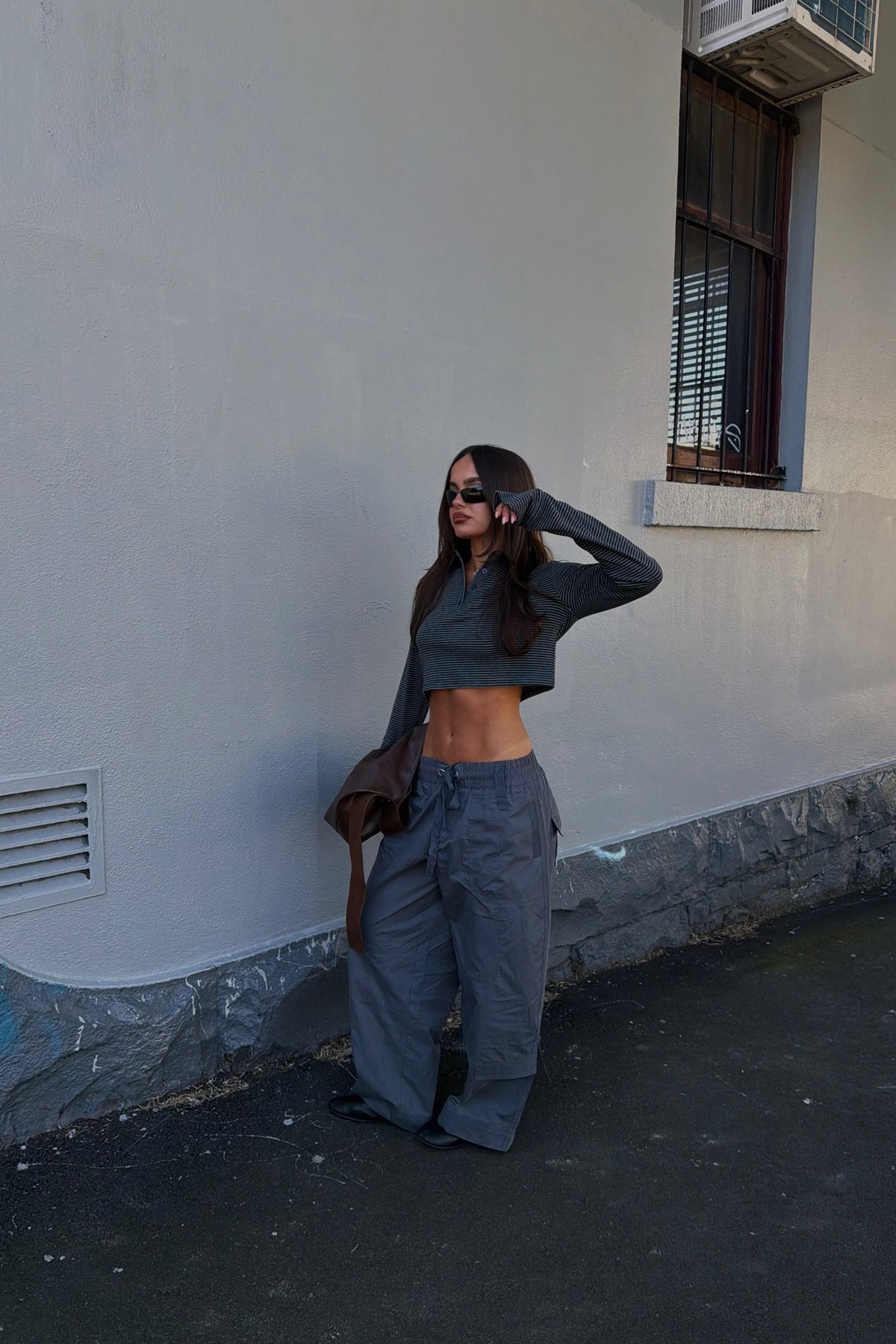 Seren Top Grey Stripe