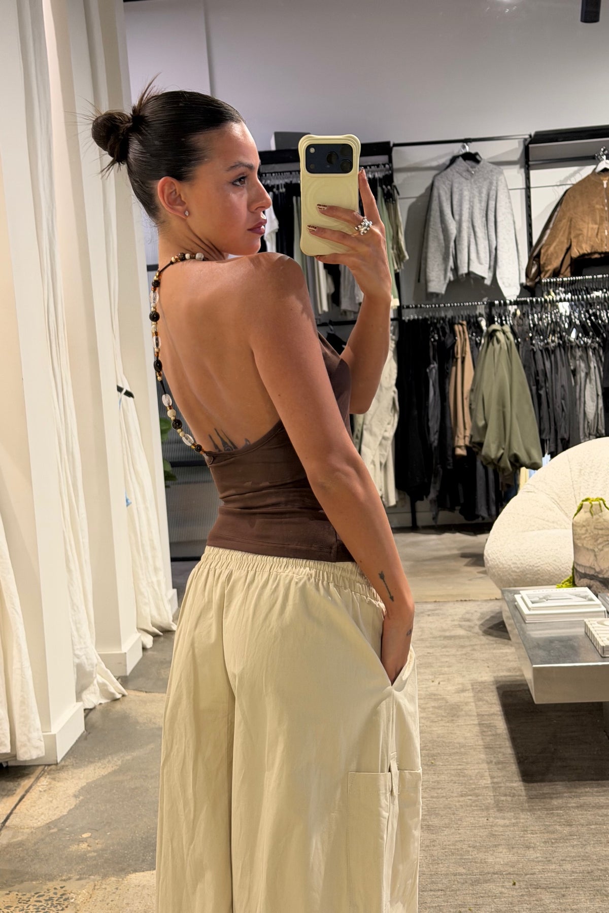 Mariposa Beaded Top Chocolate