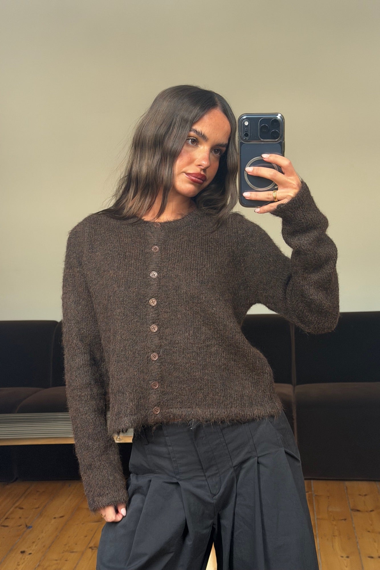 Poppy Cardi Chocolate