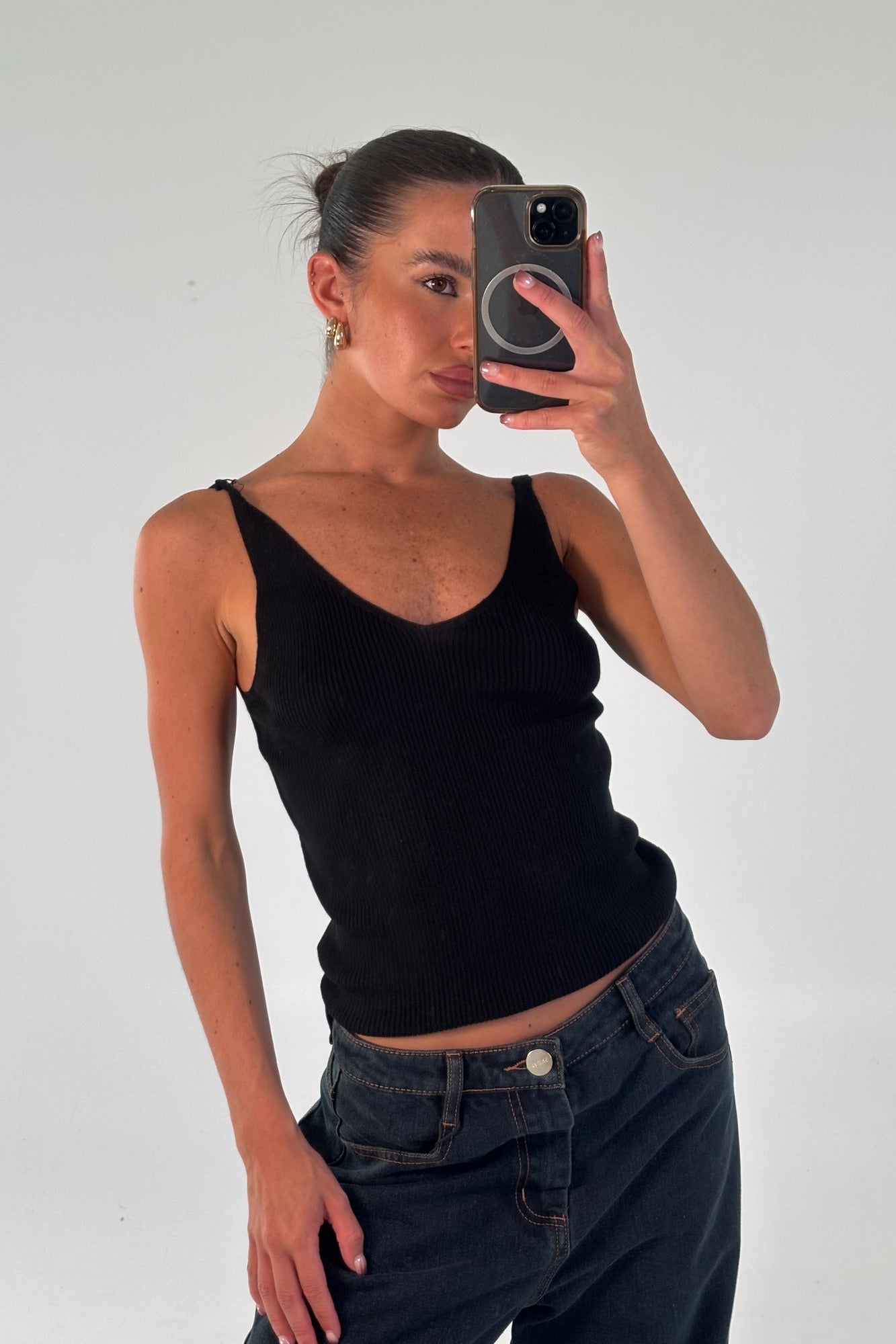Belinda Ribbed Top Black