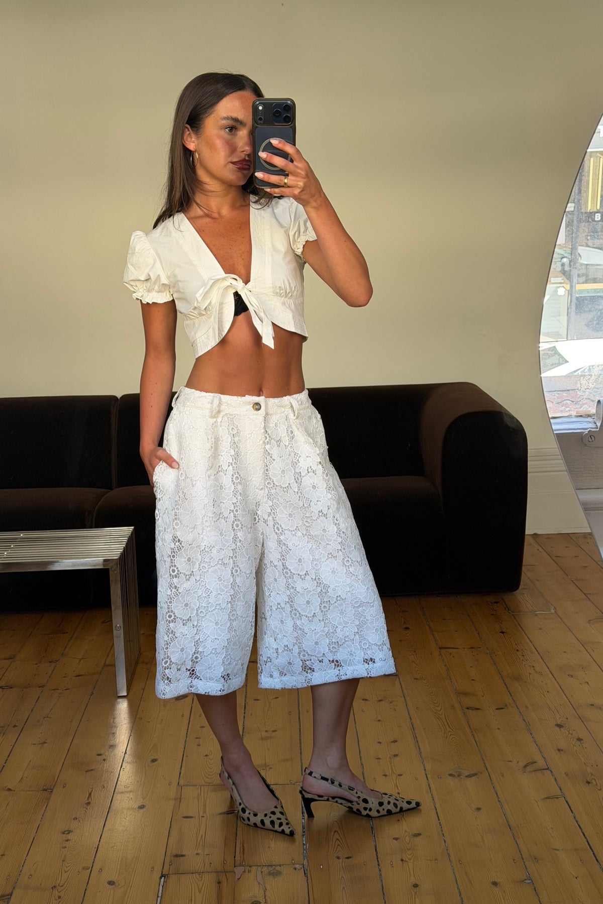 Roni Long Short White Lace