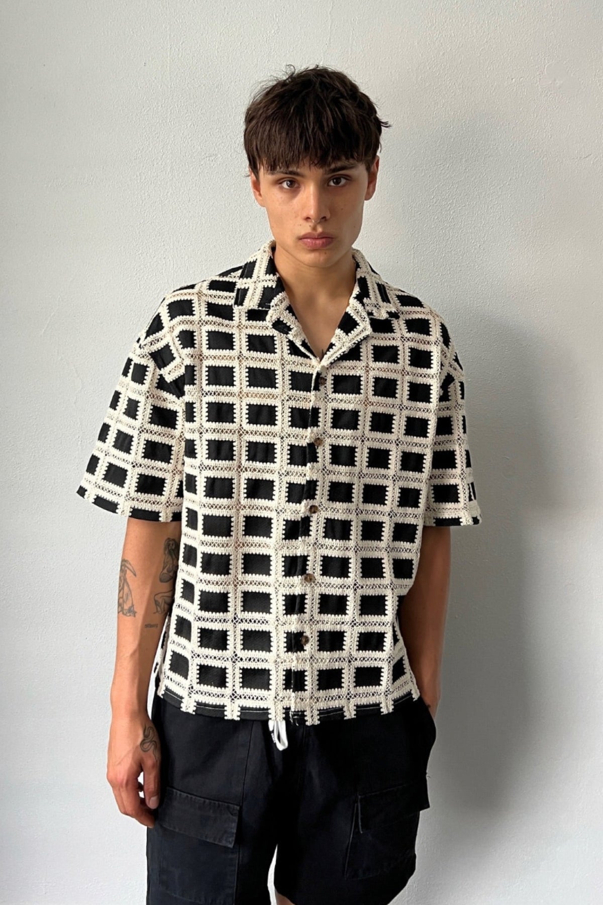 Check Weave Drop 1 Premium Check Weave Shirt Black