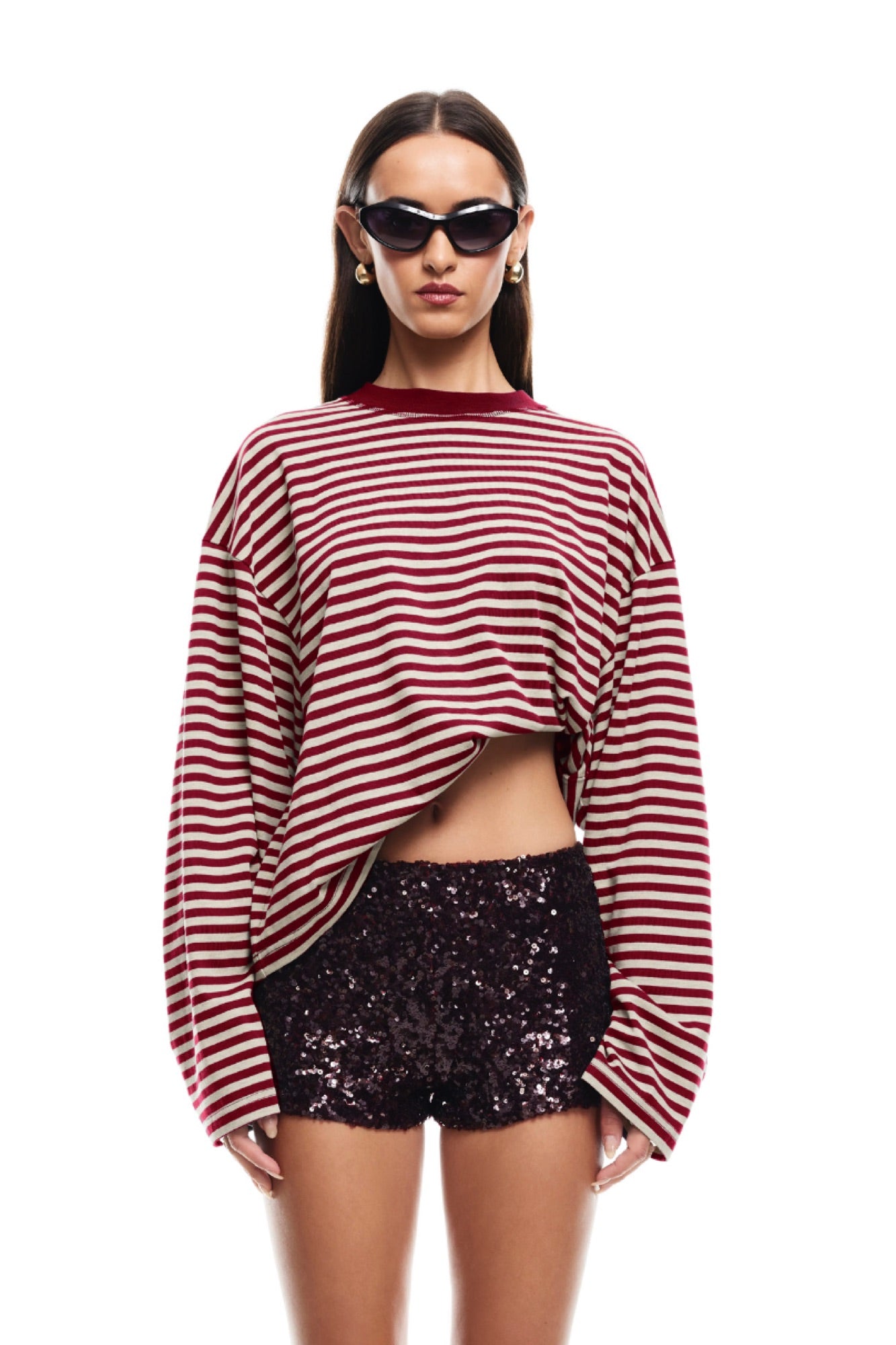 Bloom Long Sleeve Wine Stripe
