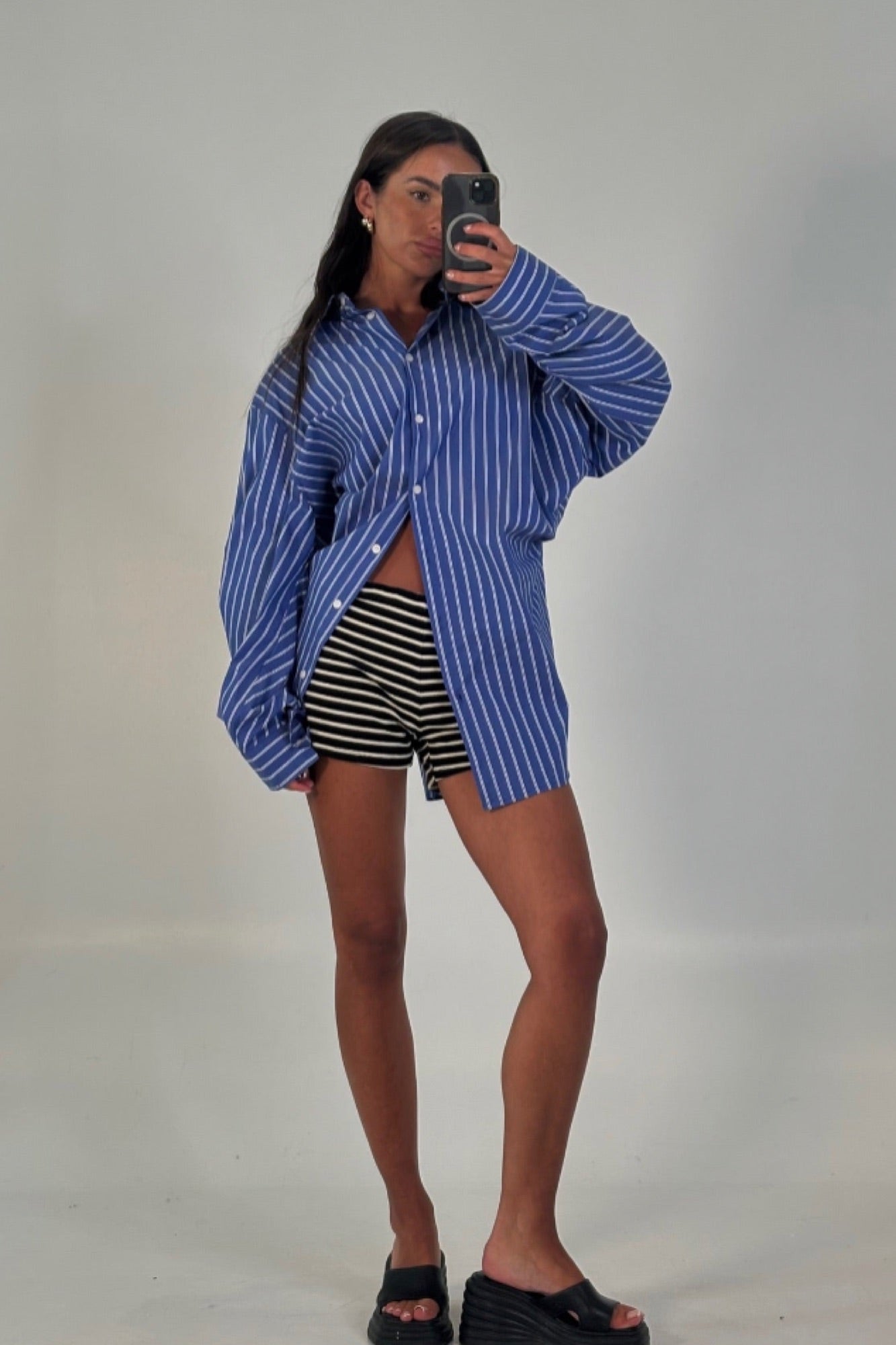 Carrie Mini Short Noir Stripe